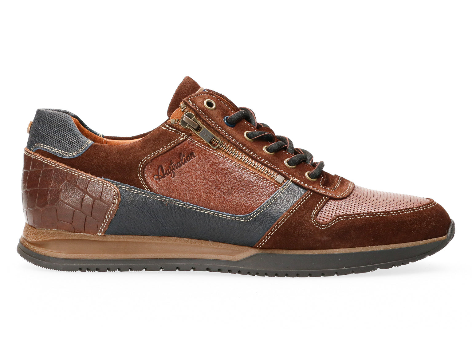 Baskets à lacets coupe large (H) pour hommes 'Browning' - marron
