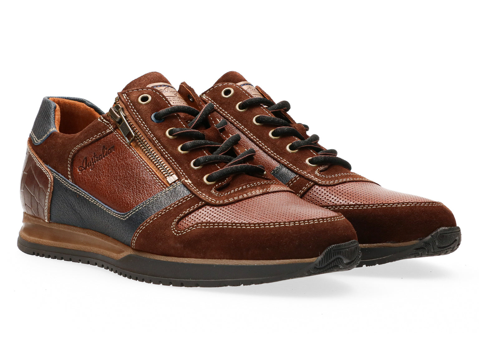 Baskets à lacets coupe large (H) pour hommes 'Browning' - marron