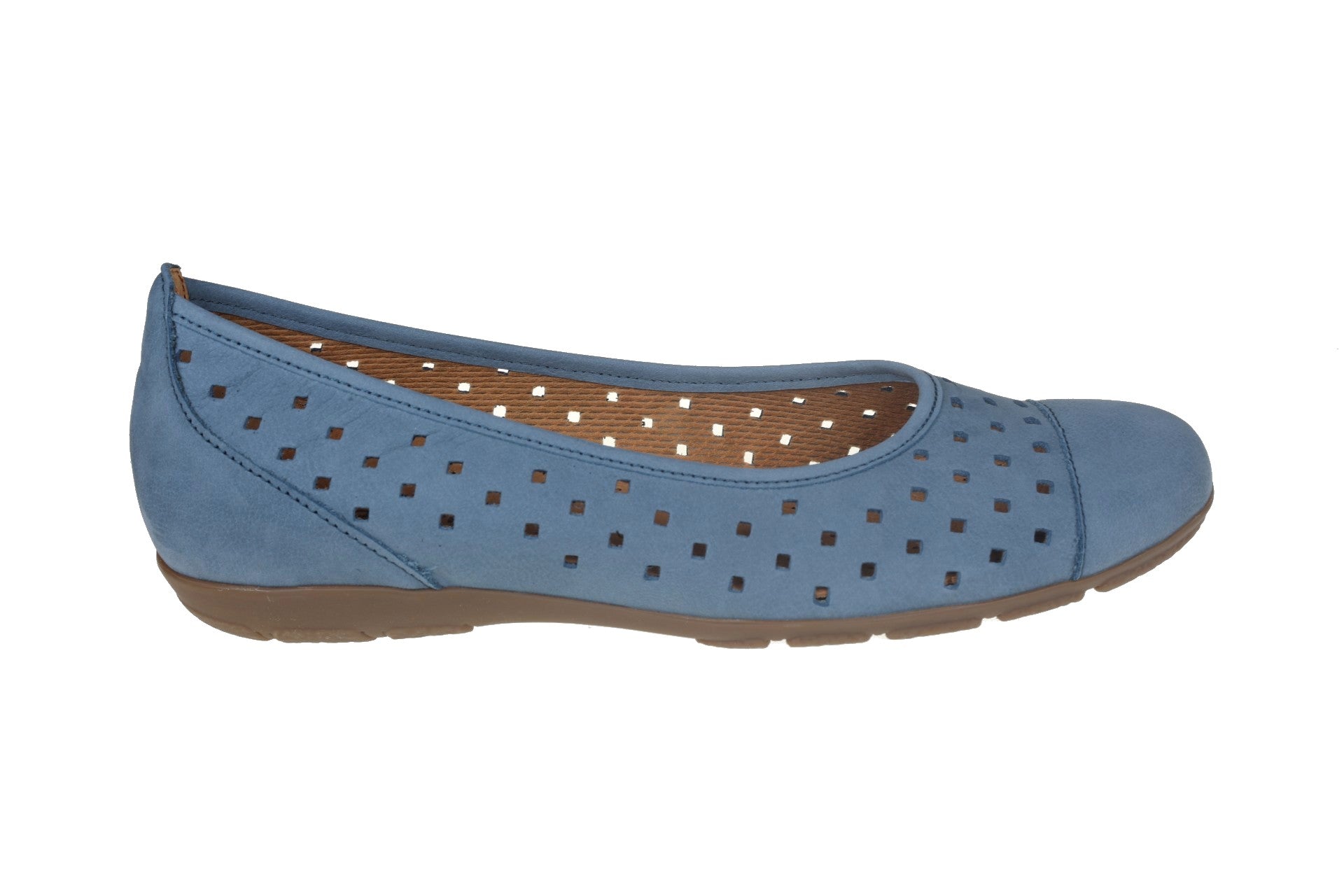 '24.169.10' geperforeerde dames ballerinapomp - Blauw - Chaplinshoes'24.169.10' dames geperforeerde ballerinapomp - BlauwGabor