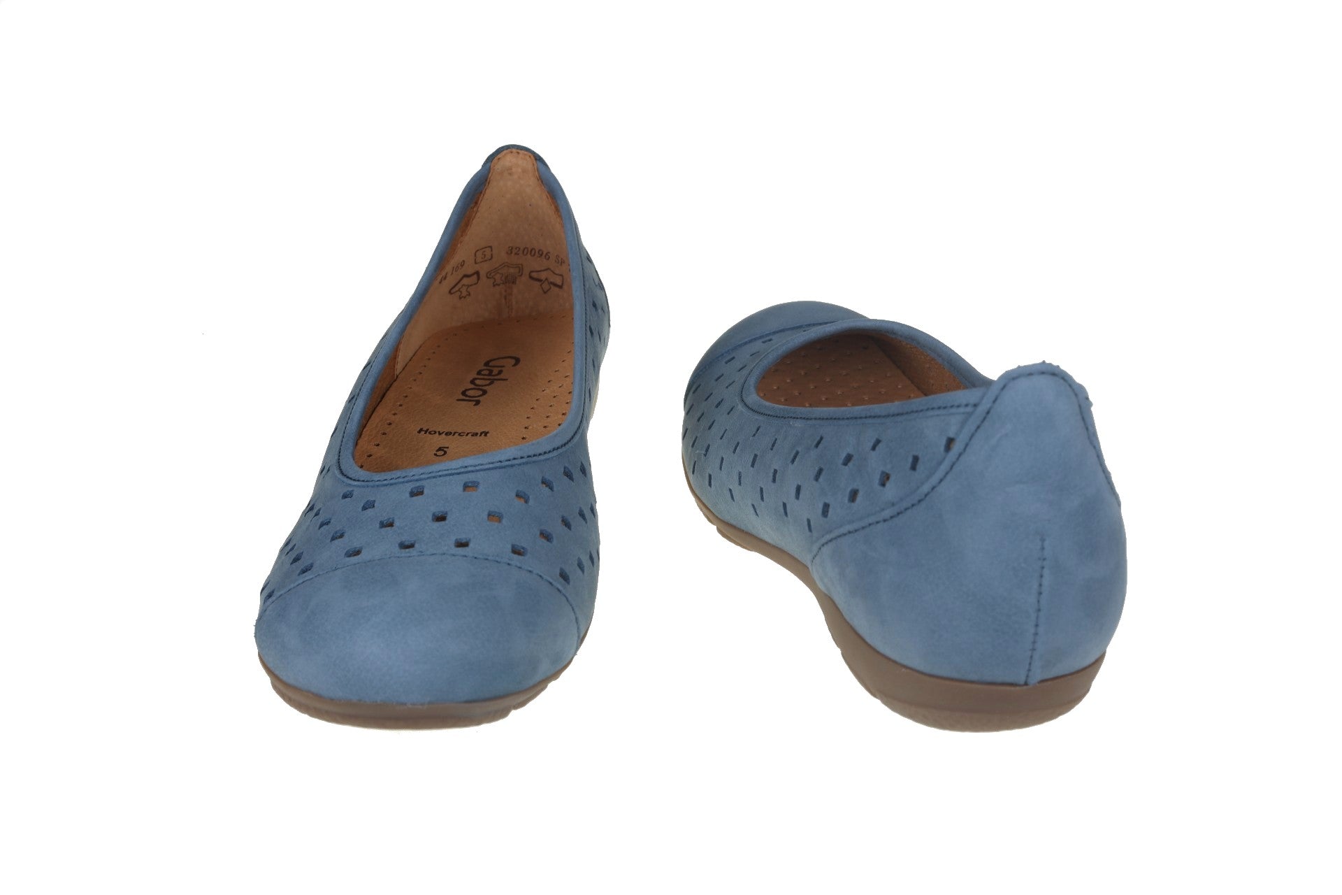 '24.169.10' geperforeerde dames ballerinapomp - Blauw - Chaplinshoes'24.169.10' dames geperforeerde ballerinapomp - BlauwGabor