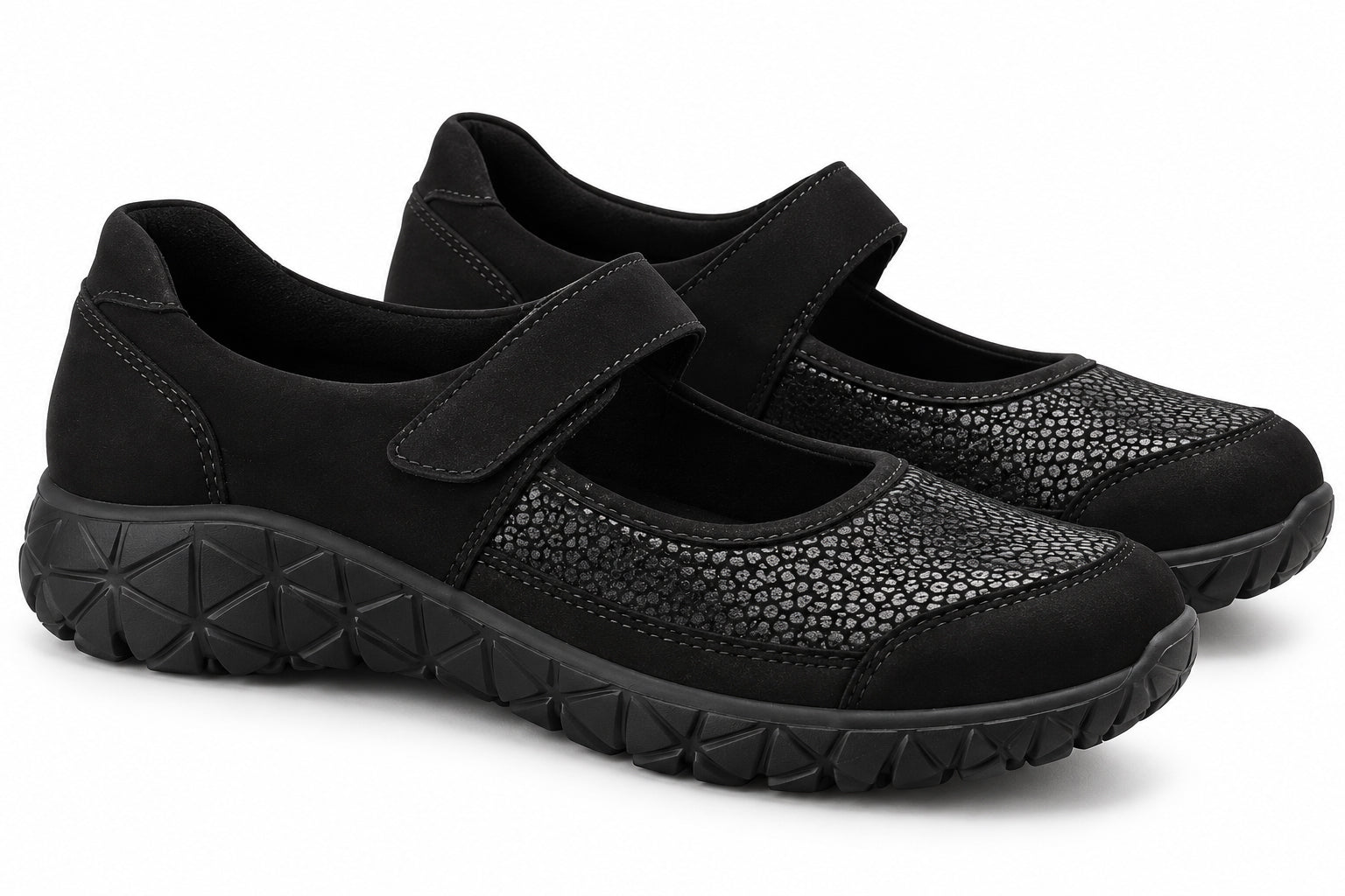 Chaussure à bride large (H) pour femme 'Havy' - Noir