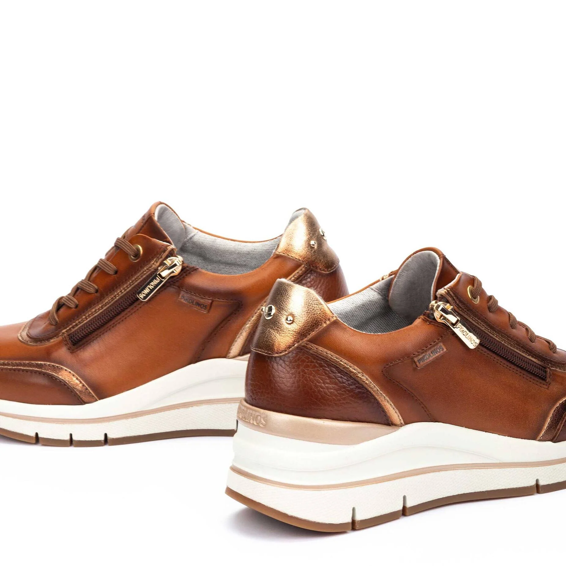 Sneaker con lacci e zip da donna 'Girona' - Marrone