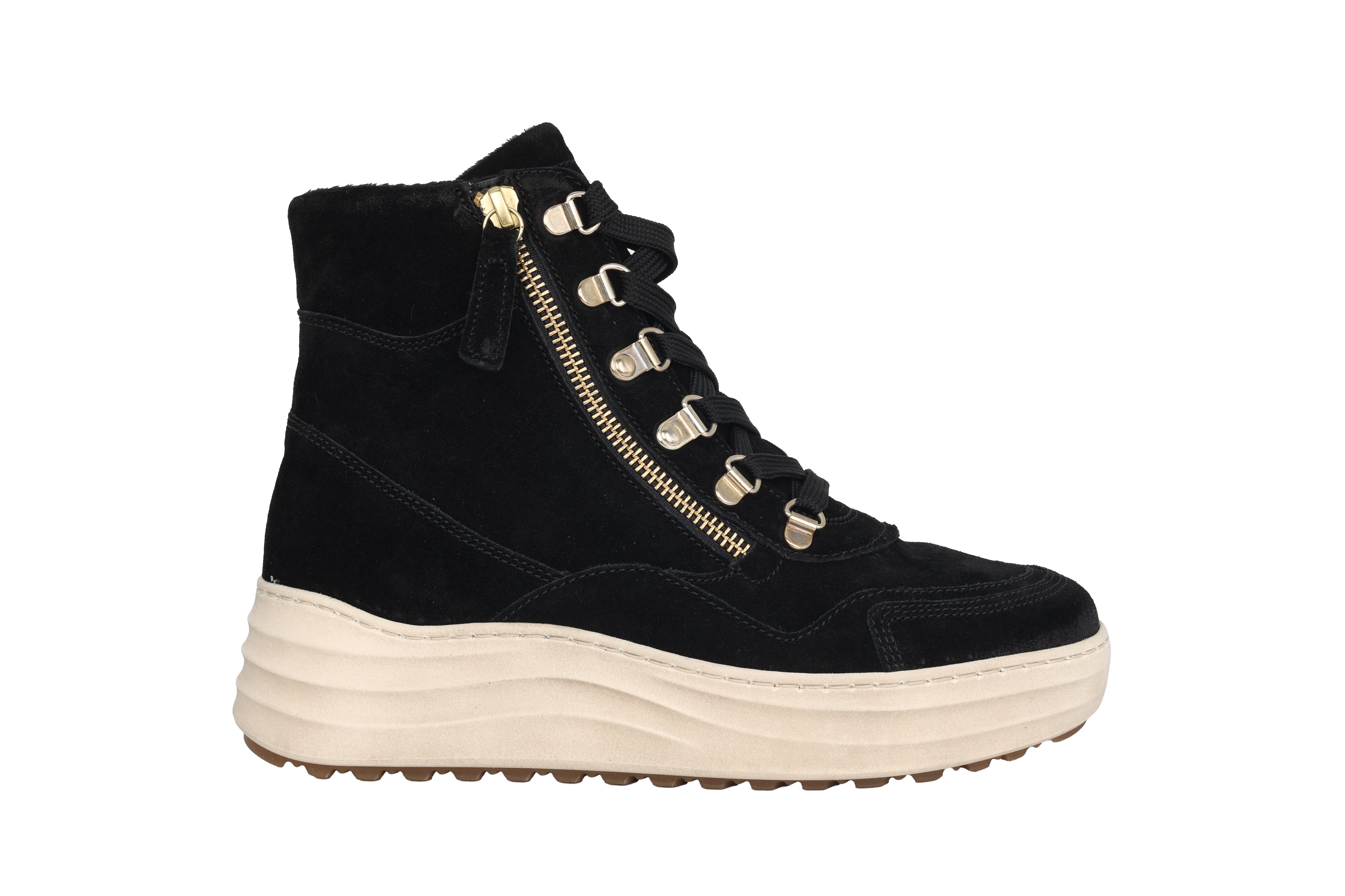 '76.568.37' bota de mujer con forro cálido y cordones - Negro