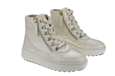 '76.568.90' bota con forro cálido de encaje y cremallera para mujer - Charol blanco roto - Chaplinshoes'76.568.90' bota de mujer con forro cálido y cremallera - Charol blanco rotoGabor