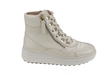 '76.568.90' bota con forro cálido de encaje y cremallera para mujer - Charol blanco roto - Chaplinshoes'76.568.90' bota de mujer con forro cálido y cremallera - Charol blanco rotoGabor