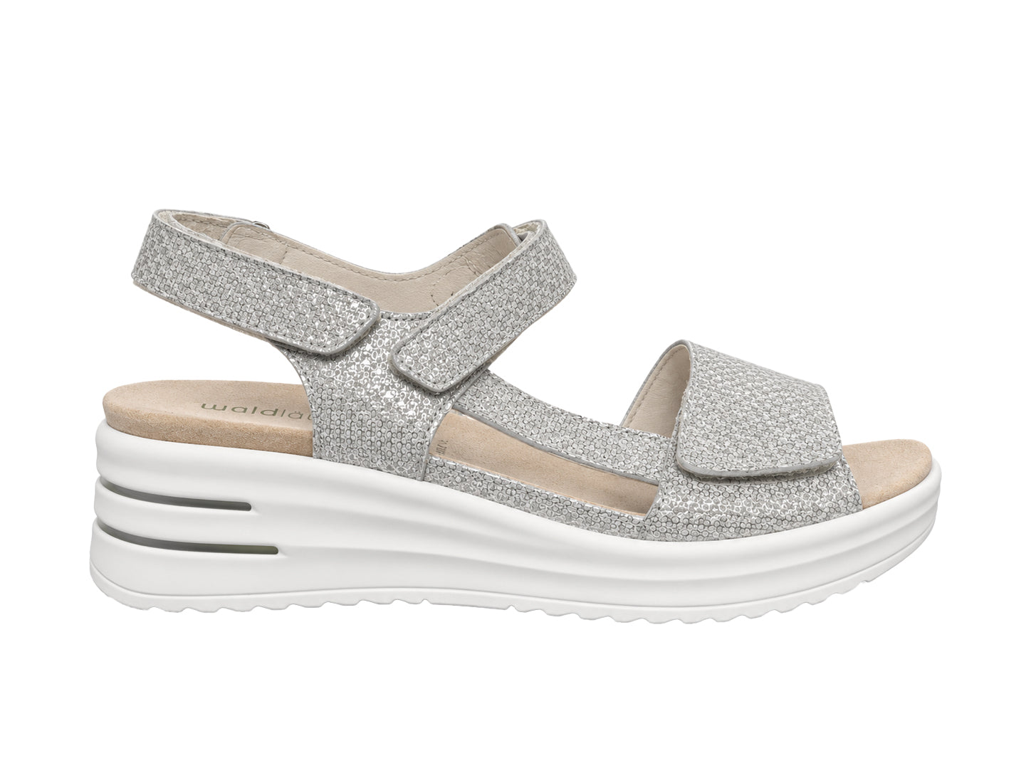 Weite Damensandale 'H-Dina' (H) – Silber