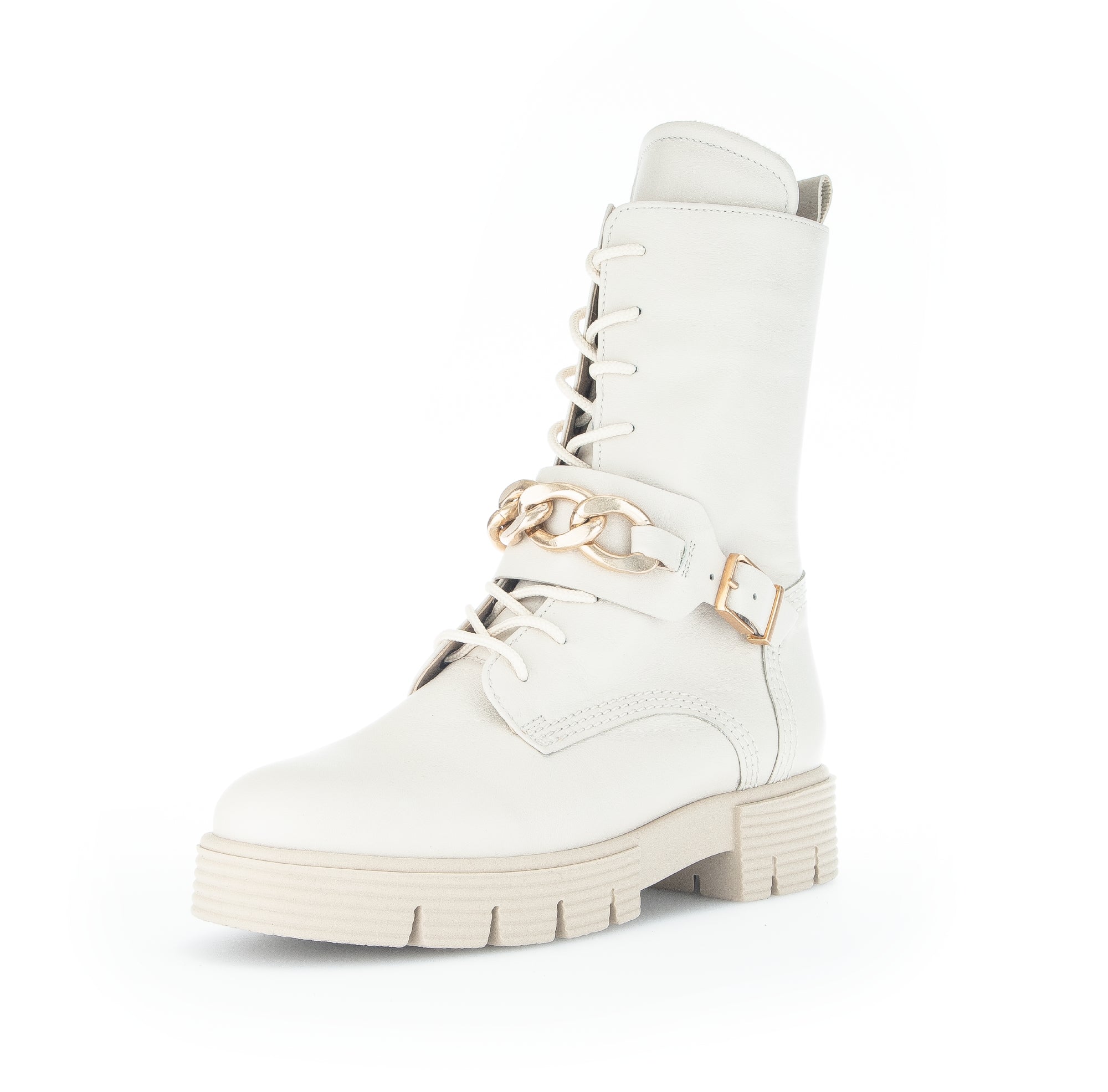 '92.743.60' women's wide fit (H) lace - zip boot - White - Chaplinshoes'92.743.60' women's wide fit (H) lace - zip boot - WhiteGabor