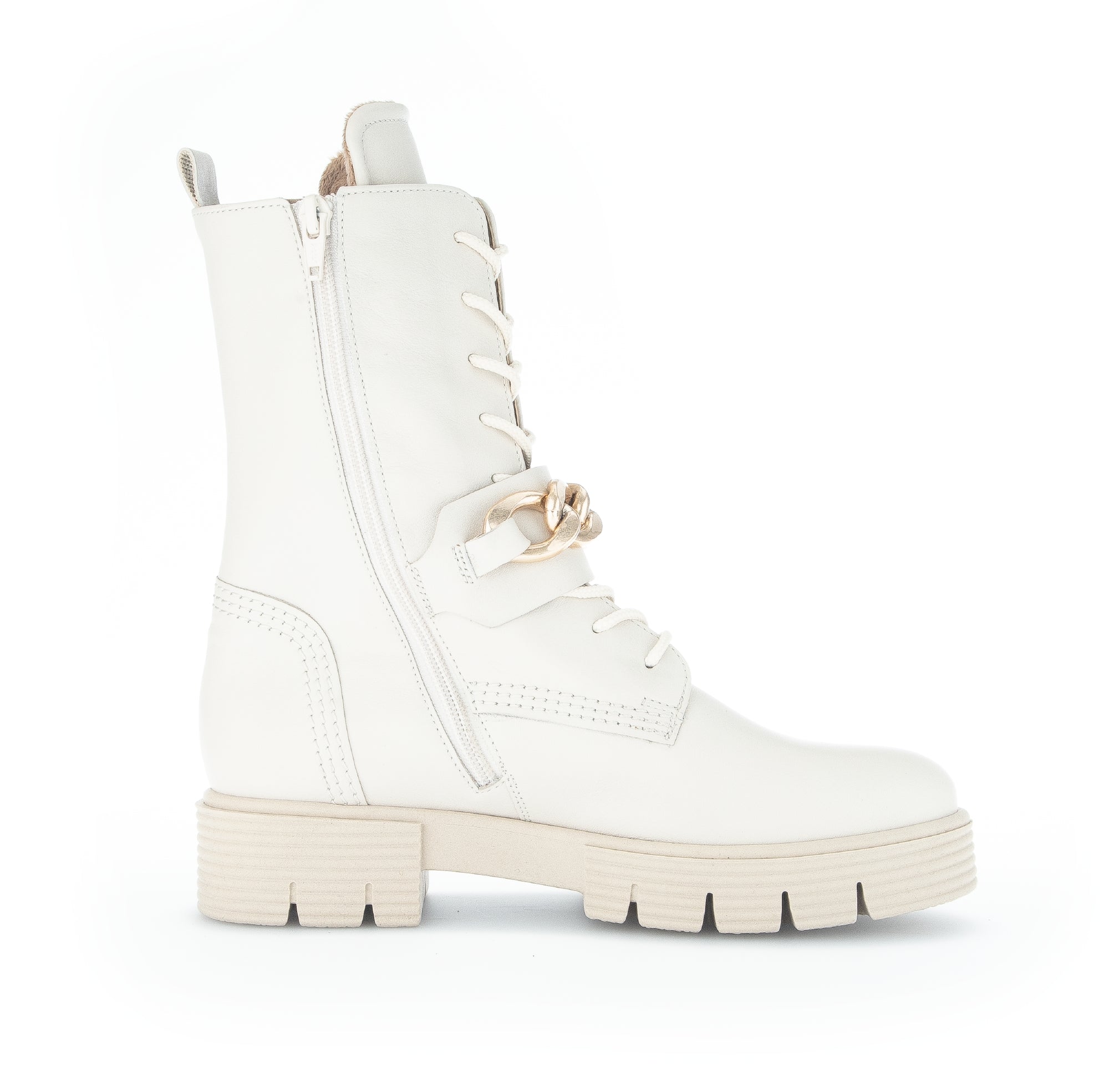 '92.743.60' women's wide fit (H) lace - zip boot - White - Chaplinshoes'92.743.60' women's wide fit (H) lace - zip boot - WhiteGabor