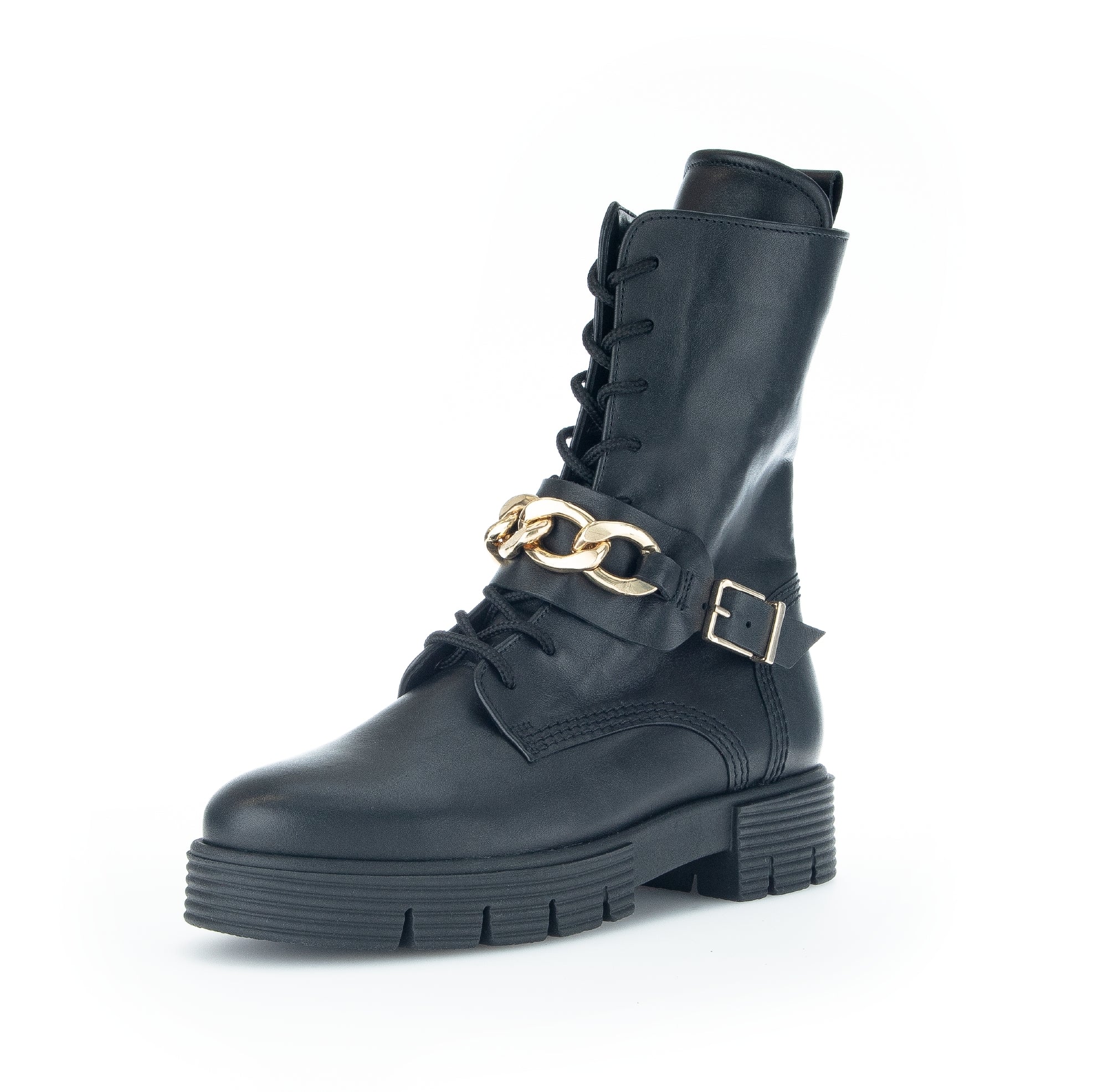 '92.743.67' women's wide fit (H) lace - zip boot - Black - Chaplinshoes'92.743.67' women's wide fit (H) lace - zip boot - BlackGabor