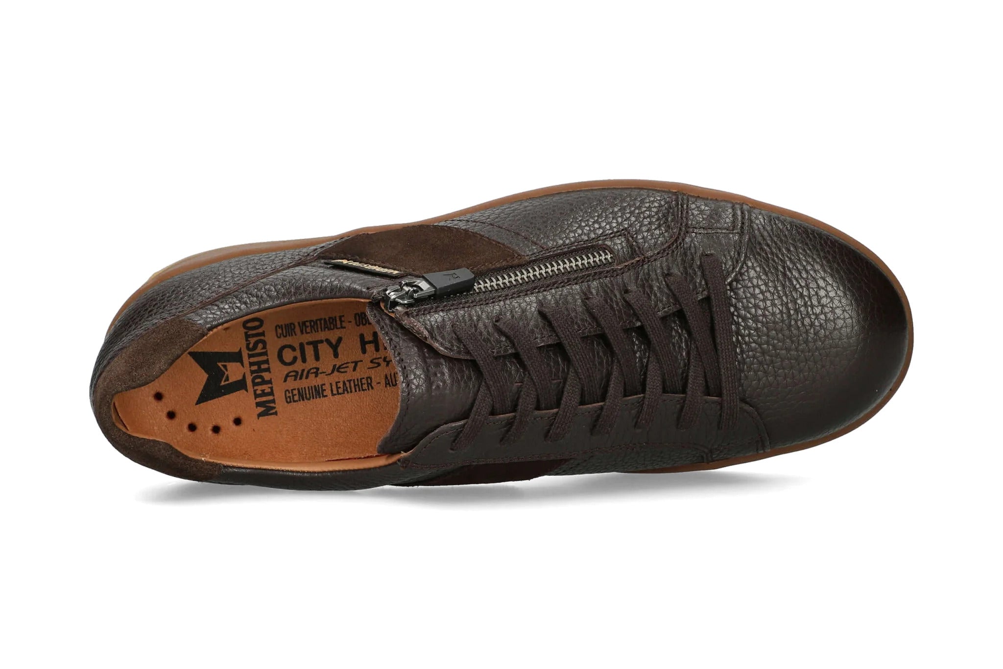 'Henrik' men's lace-zip sneaker - brown