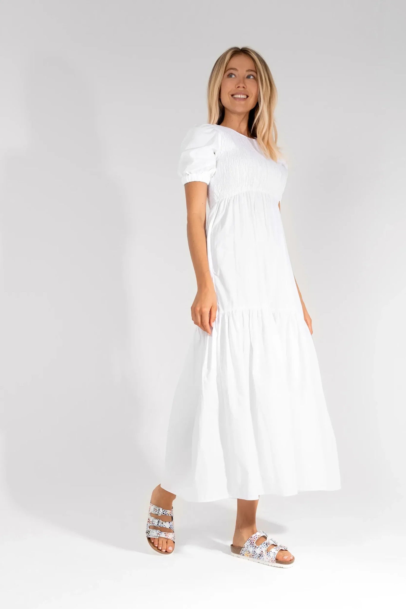 'Alba' women's slide sandal - white mix multi - Chaplinshoes'Alba' women's slide sandal - white mix multiRohde