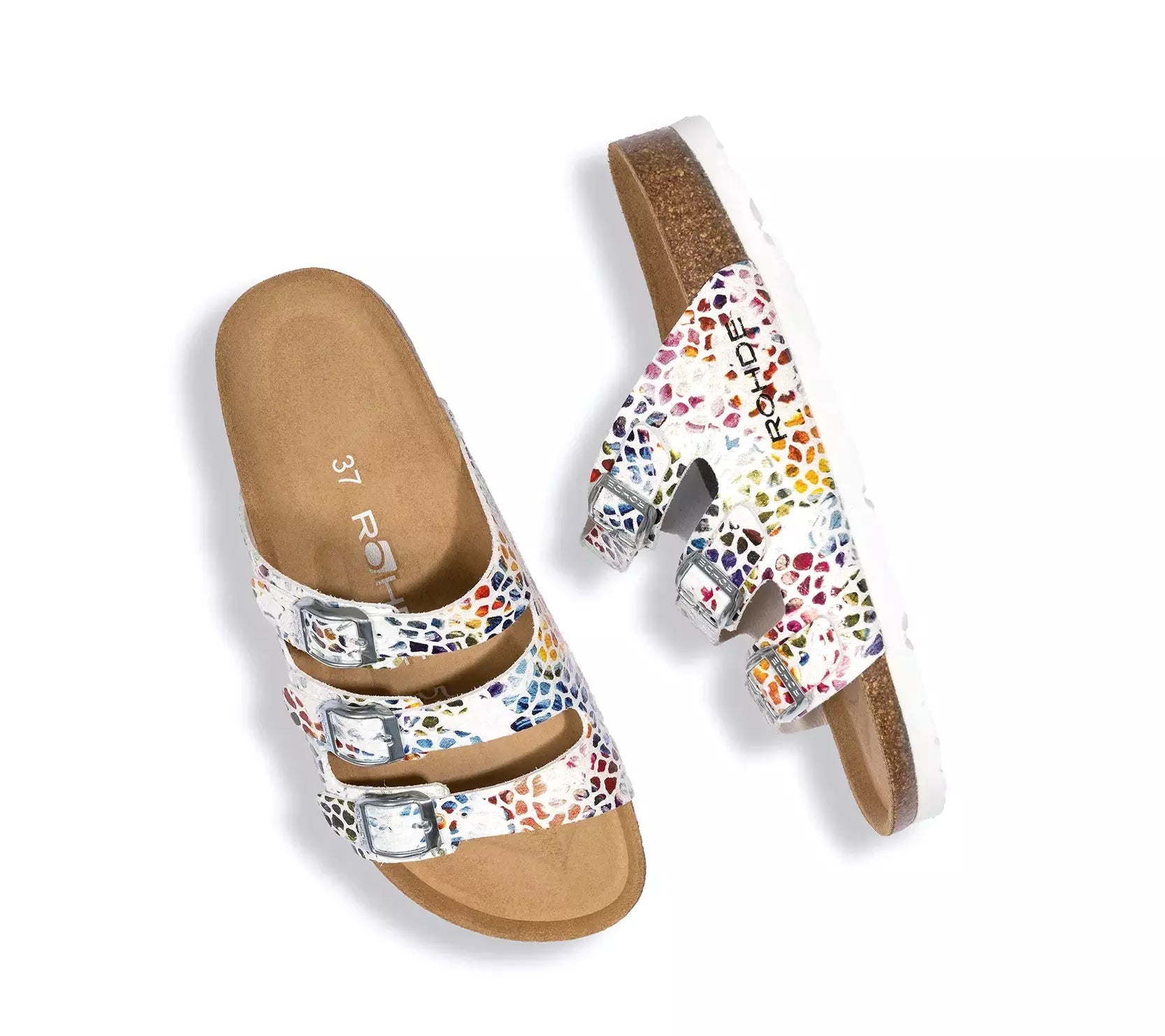 'Alba' women's slide sandal - white mix multi - Chaplinshoes'Alba' women's slide sandal - white mix multiRohde