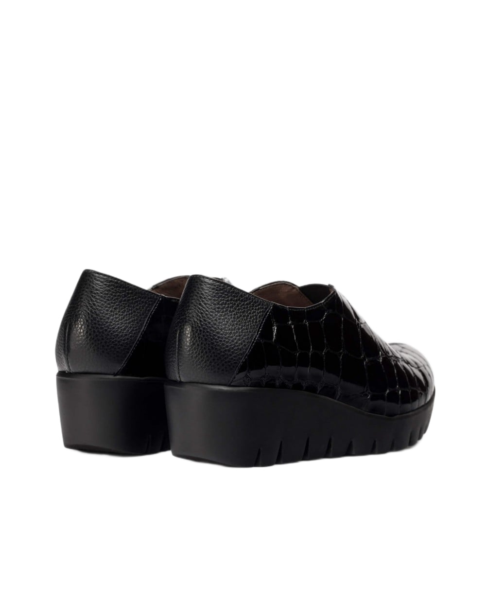 Damesloafer met sleehak 'Fly 40' - Zwart gerimpeld lakleer