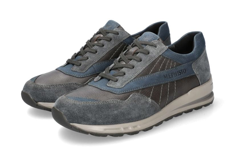 Ergonomische herensneaker 'Barth' met veters - Grijs Blauw
