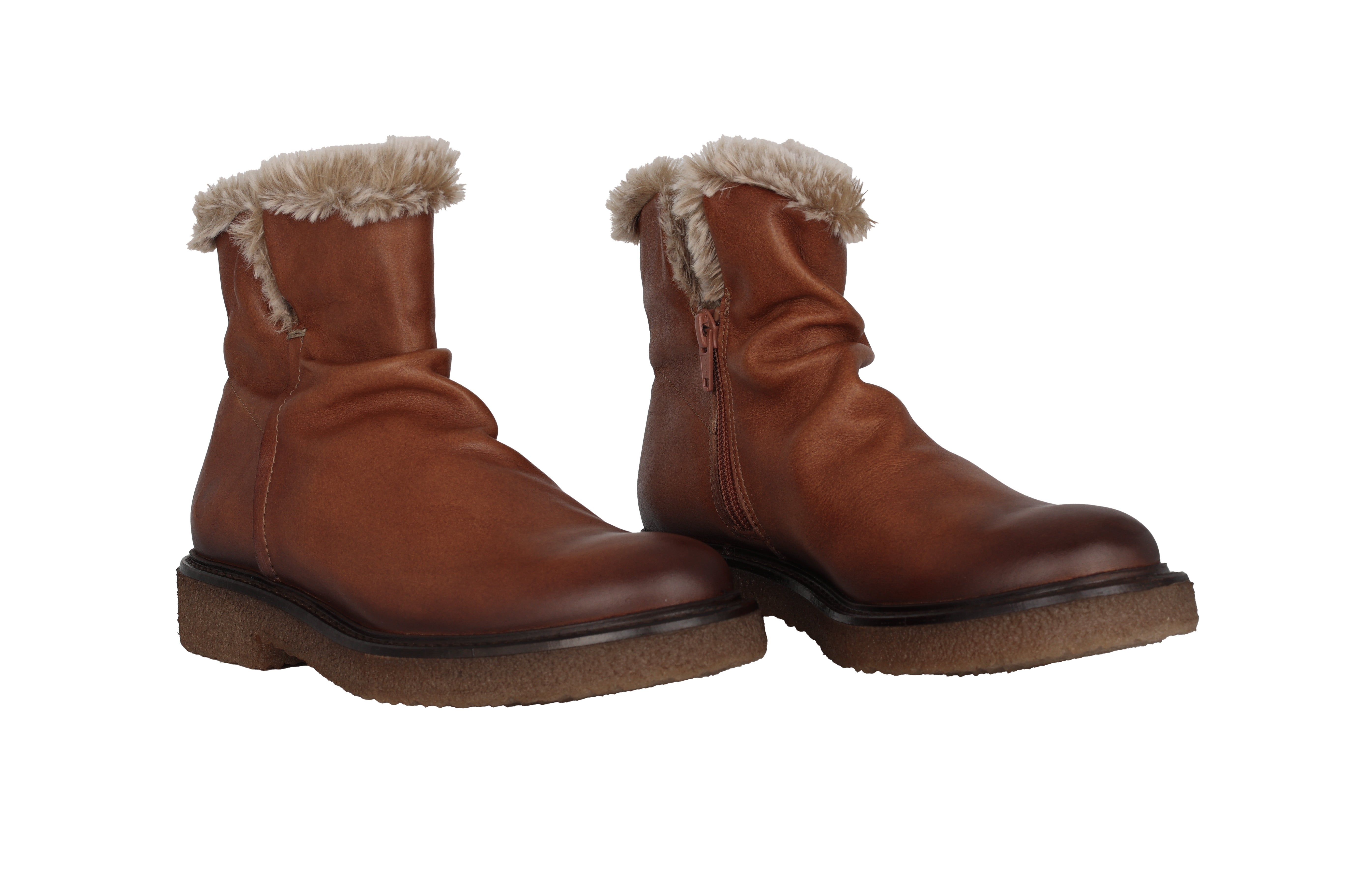 Warmgevoerde dames enkellaars 'E346' - bruin