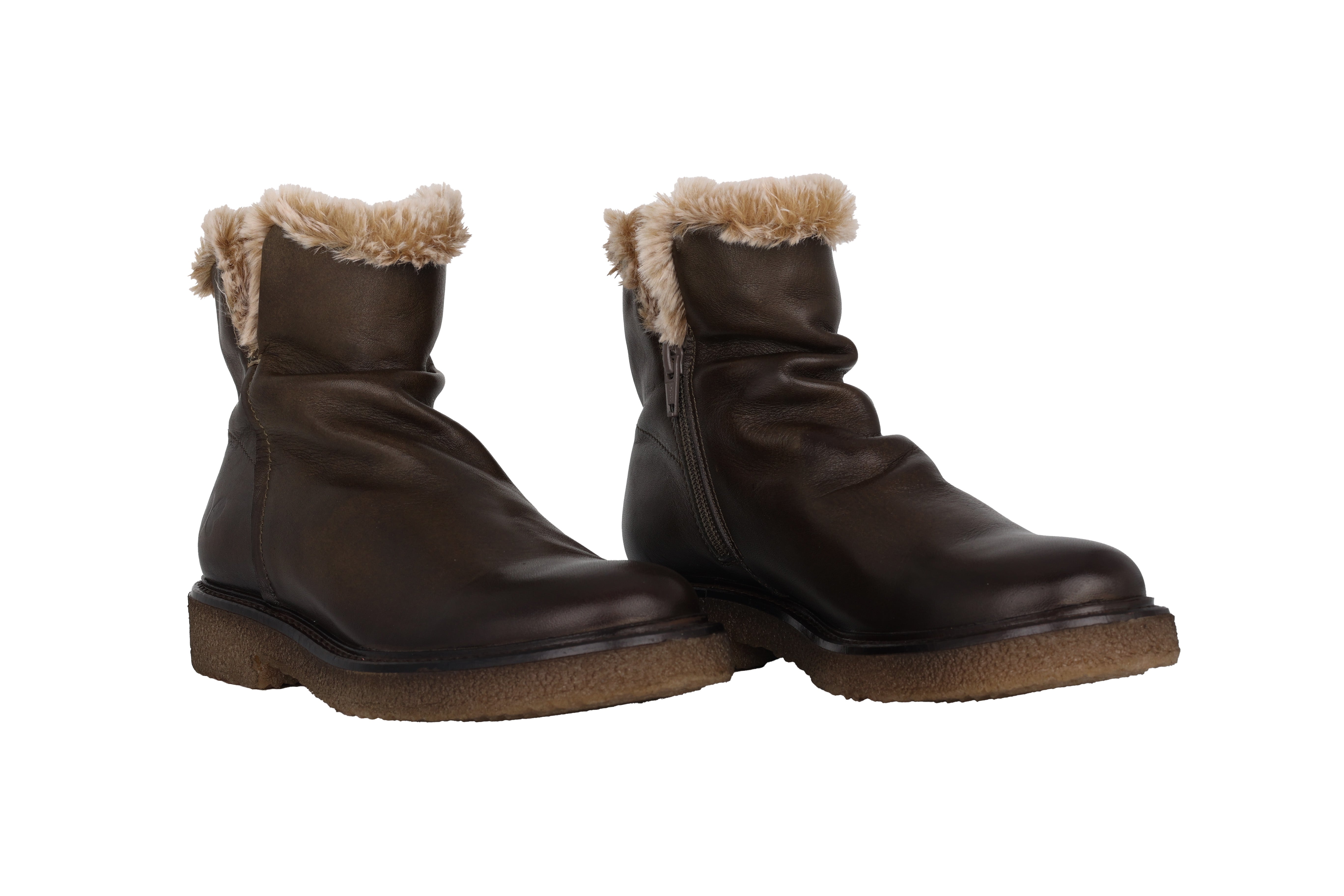 Dámská zateplená kotníková obuv 'E346' - hnědá