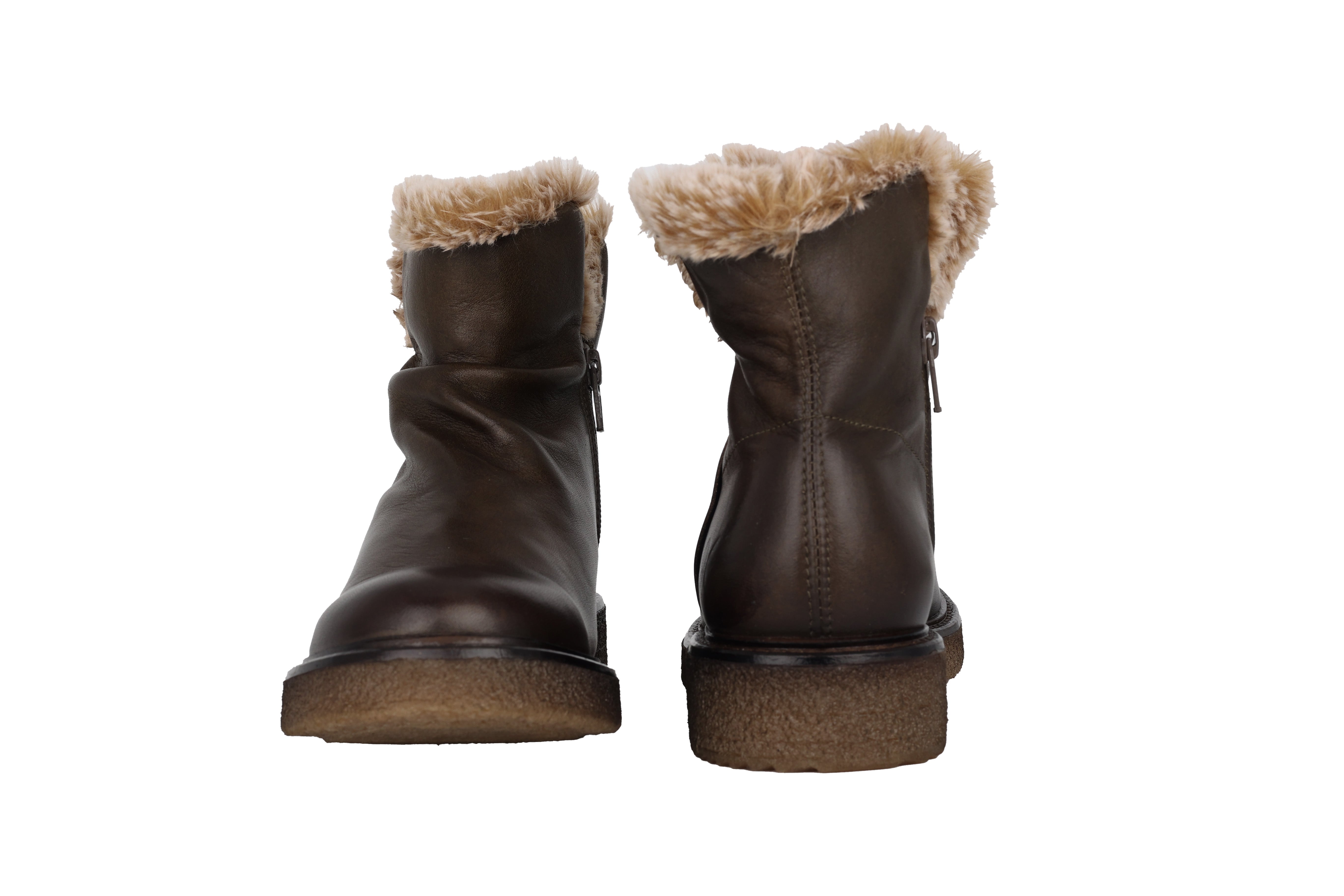 Dámská zateplená kotníková obuv 'E346' - hnědá