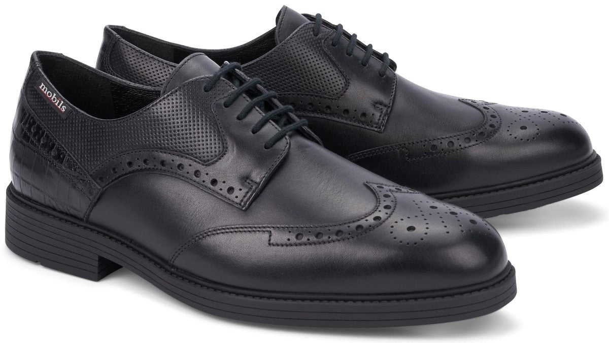 Sapato ergonômico masculino com cadarço e ajuste largo (H) 'FERNAND' - Preto - ChaplinshoesSapato ergonômico masculino com cadarço 'FERNAND' de ajuste largo (H) - BlackMephisto