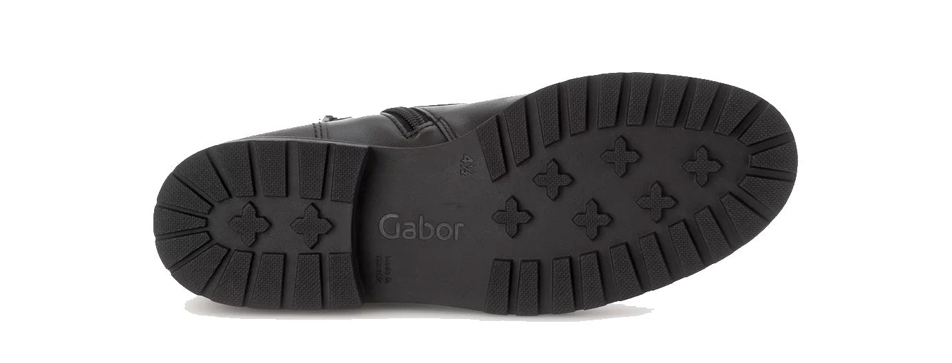 Damskie botki '72.765.57' o szerokim kroju (H) i zapinane na zamek błyskawiczny - czarne