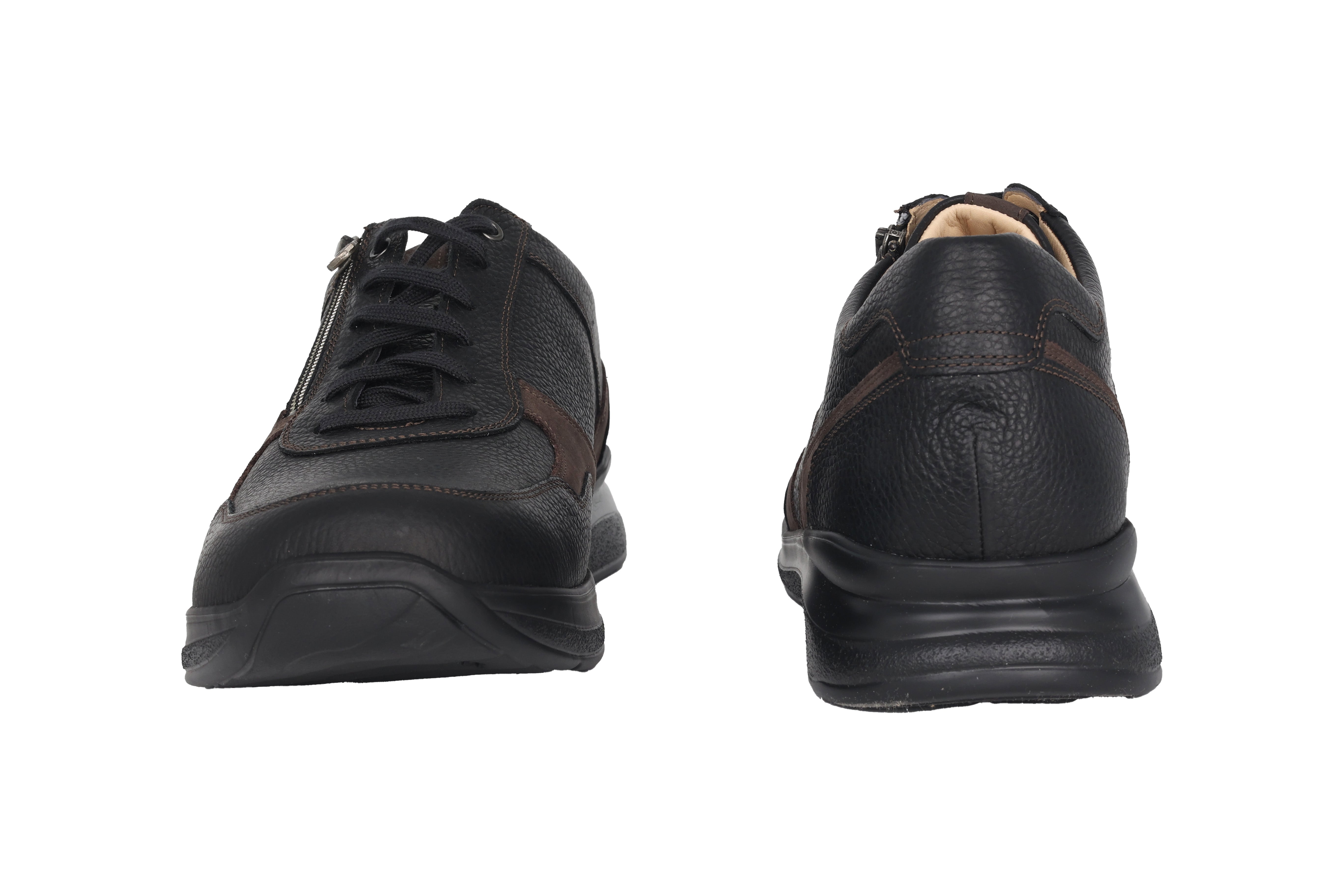 Herren-Sneaker 'Harald' mit weiter Passform (H) und Schnürsenkel-Reißverschluss – Schwarz