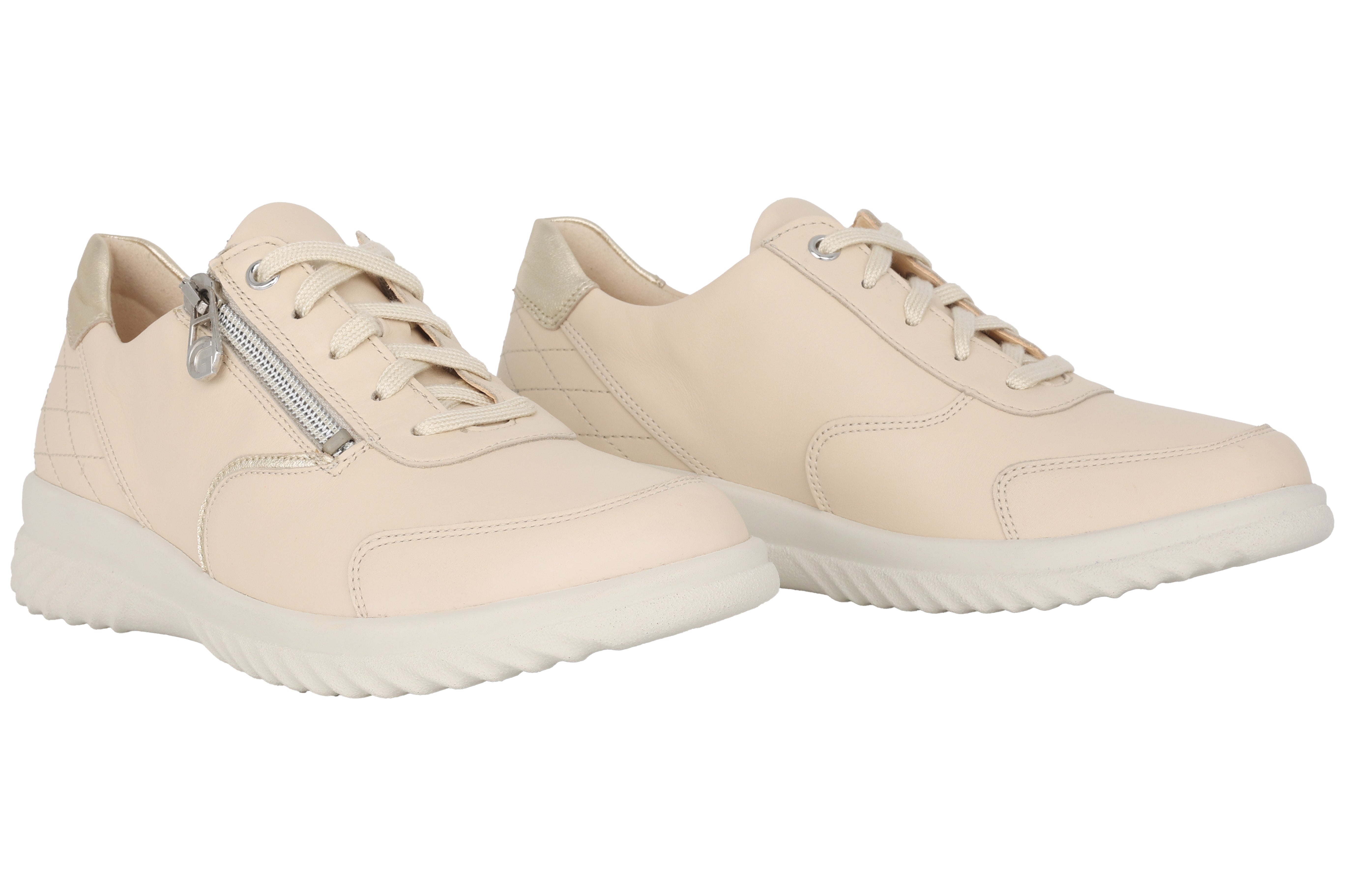 'Heike' women's wide fit (H) lace-zip shoes - Beige