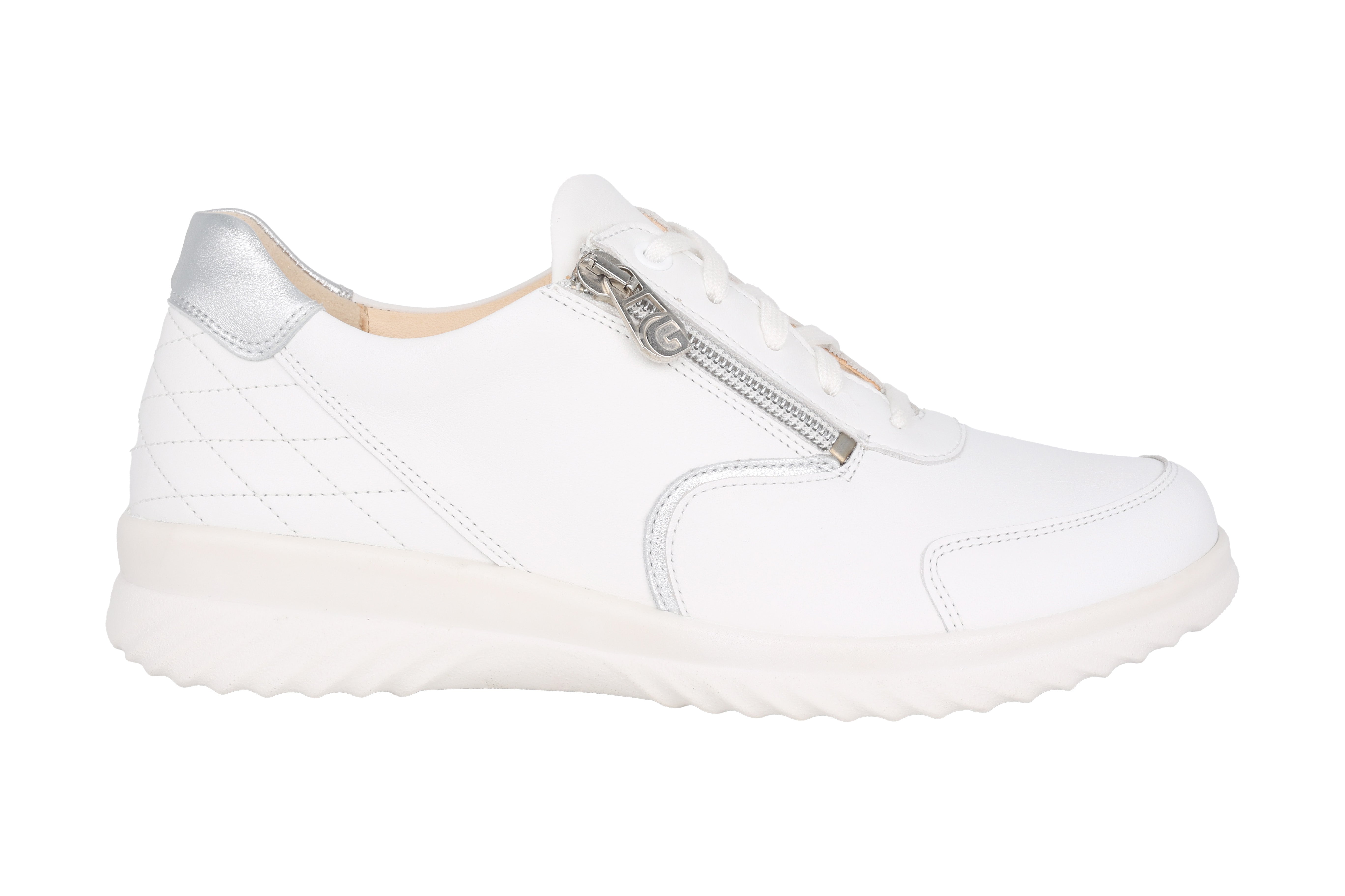 Chaussures à lacets et zip pour femme 'Heike' coupe large (H) - Blanc