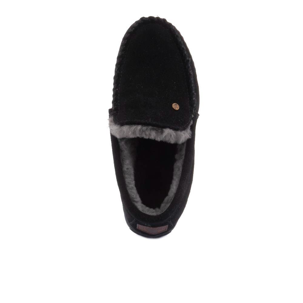'Grizzly Suede' men's warmlined home slipper - Black - Chaplinshoes'Grizzly Suede' men's warmlined home slipper - BlackWarmbat