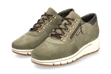 'Gwenn' zapatilla ergonómica de mujer con cordones (H) y cremallera - Verde - Chaplinshoes'Gwenn' Zapatilla ergonómica de mujer de corte ancho (H) con cordones y cremallera - GreenMephisto