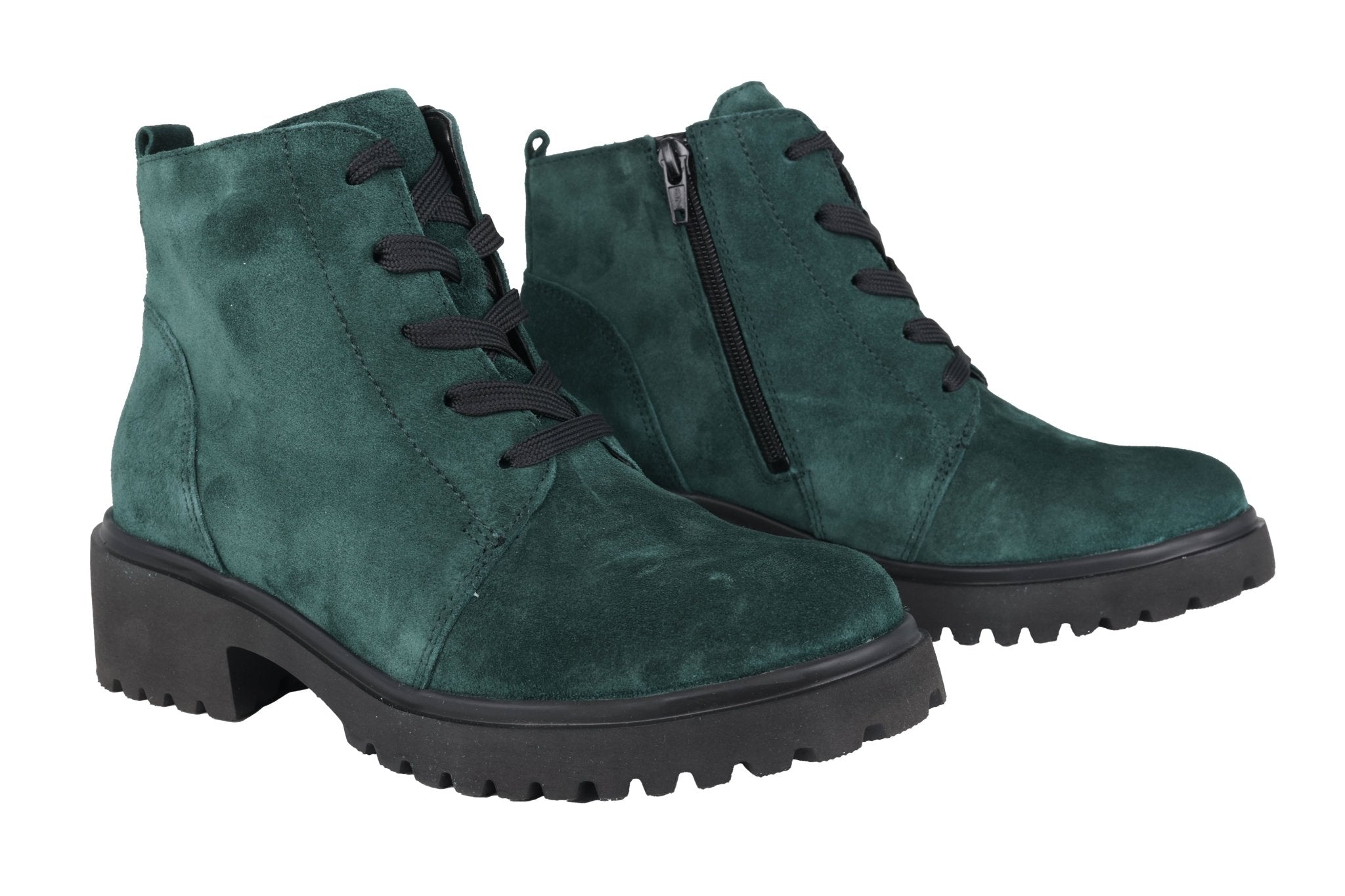 'H - Luise' women's wide fit (H) lace - zip boot - green - Chaplinshoes'H - Luise' women's wide fit (H) lace - zip boot - greenWaldläufer