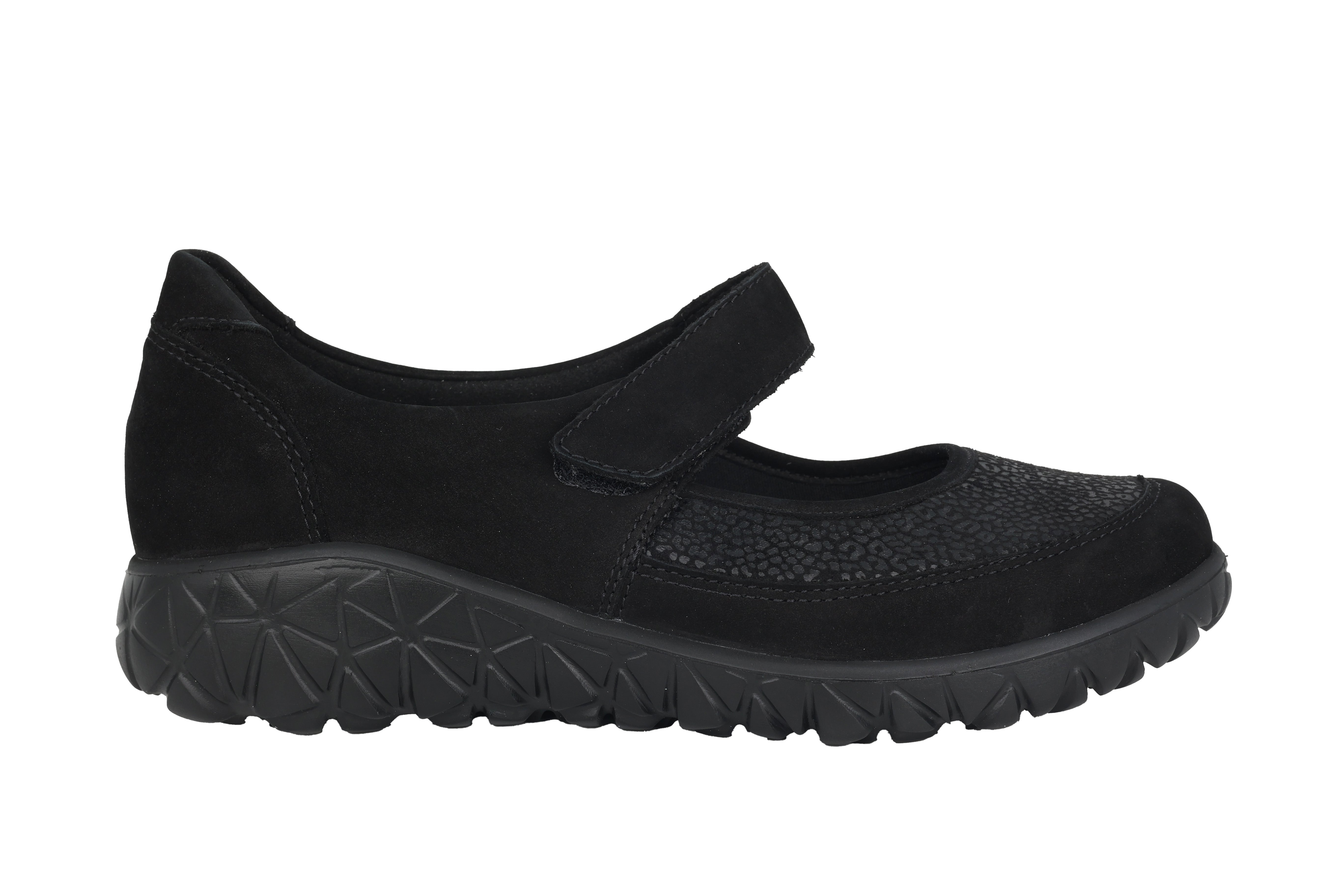 "Havy" dámská bota s širokým střihem (H) s páskem - černá