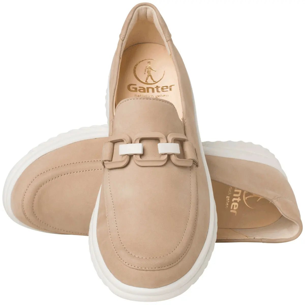'Heike' damesmocassin met brede pasvorm (H) - beige - Chaplinshoes'Heike' damesmocassin met brede pasvorm (H) - beigeGanter