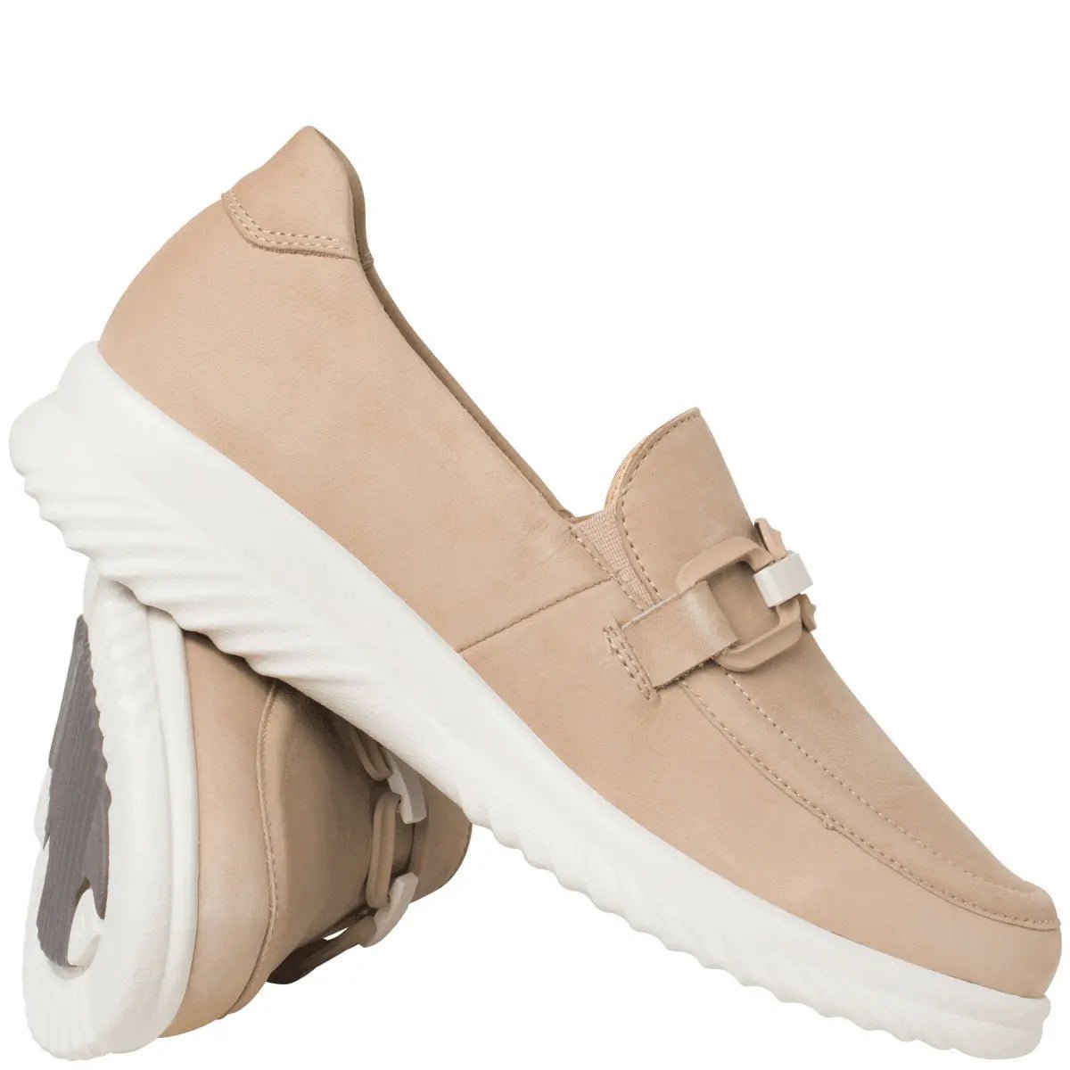 'Heike' damesmocassin met brede pasvorm (H) - beige - Chaplinshoes'Heike' damesmocassin met brede pasvorm (H) - beigeGanter