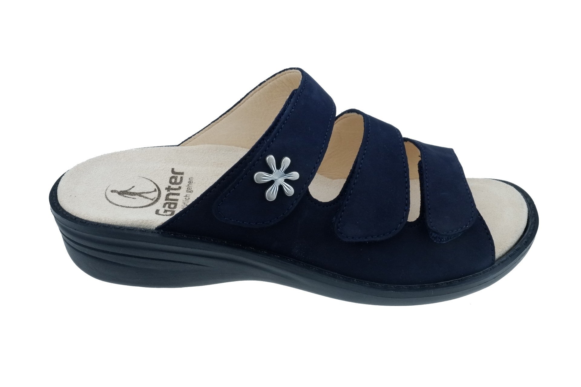 'Hera' women's wide fit (H) strap slide sandal - Dark blue - Chaplinshoes'Hera' women's wide fit (H) strap slide sandal - Dark blueGanter