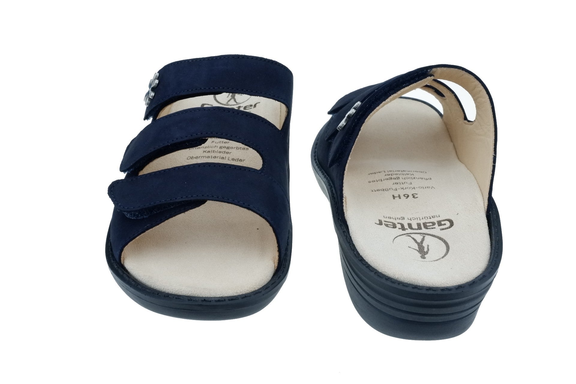 'Hera' women's wide fit (H) strap slide sandal - Dark blue - Chaplinshoes'Hera' women's wide fit (H) strap slide sandal - Dark blueGanter