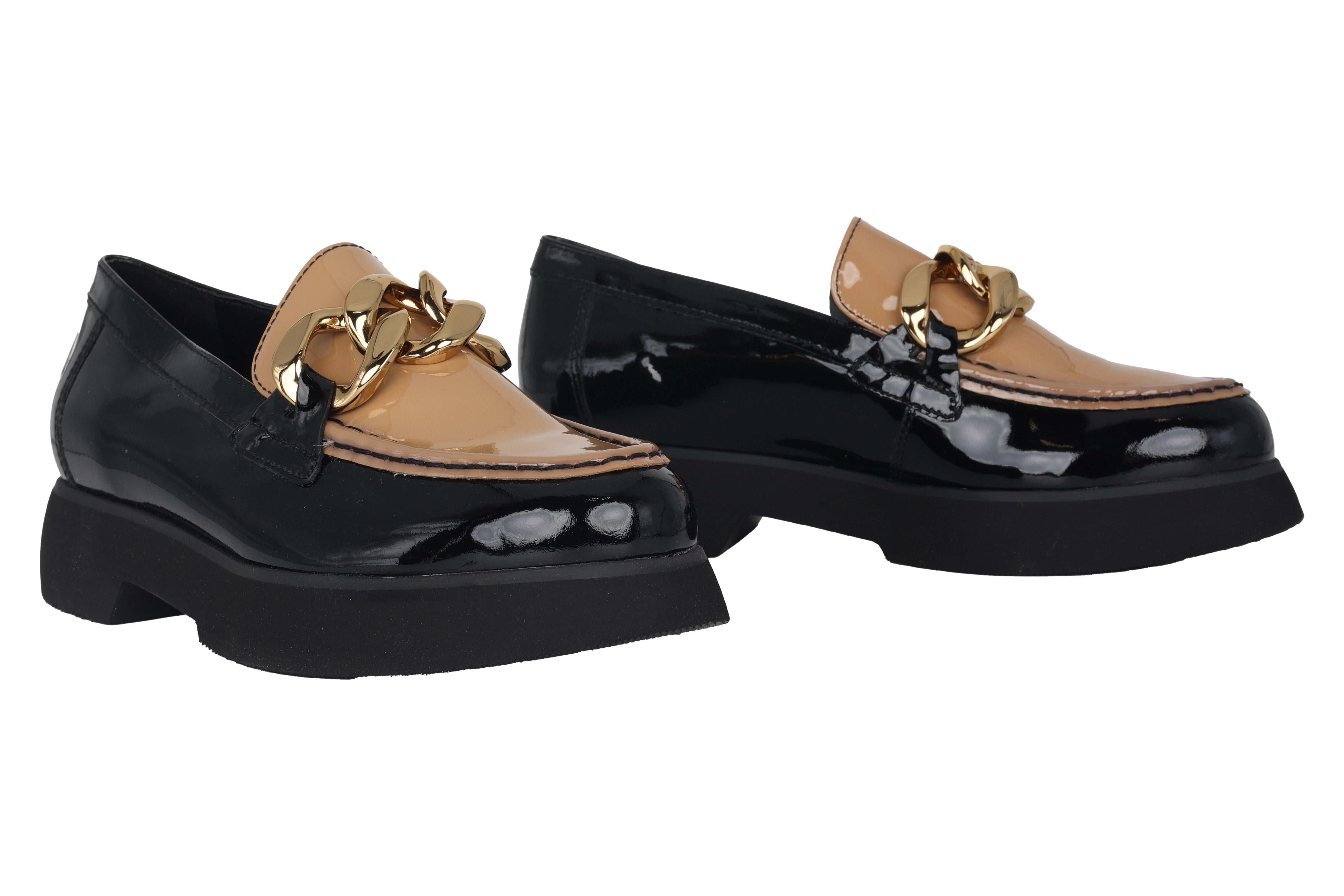 Damesloafer 'Stacy' - zwart beige mix lak