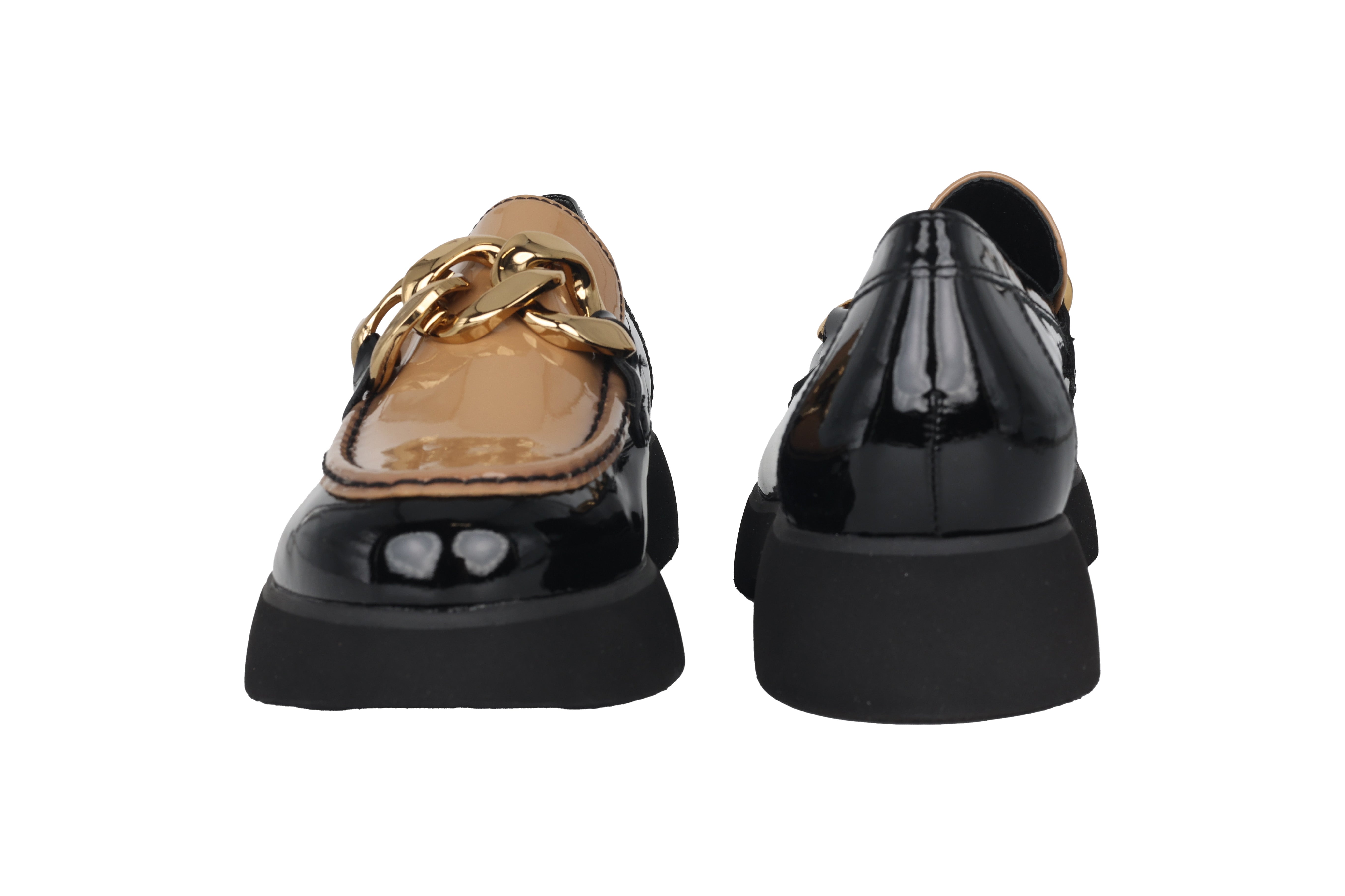 Damesloafer 'Stacy' - zwart beige mix lak