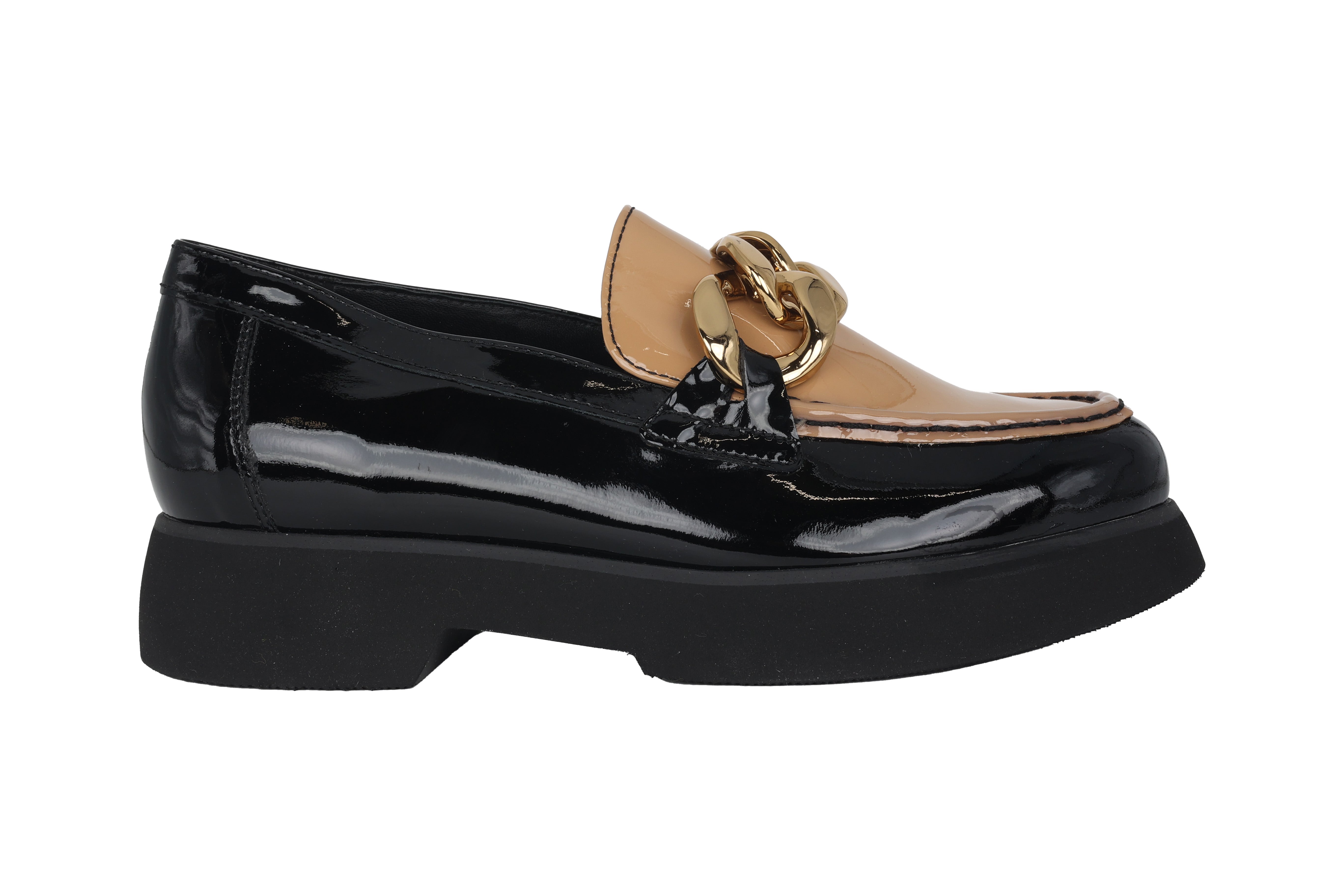 Damesloafer 'Stacy' - zwart beige mix lak