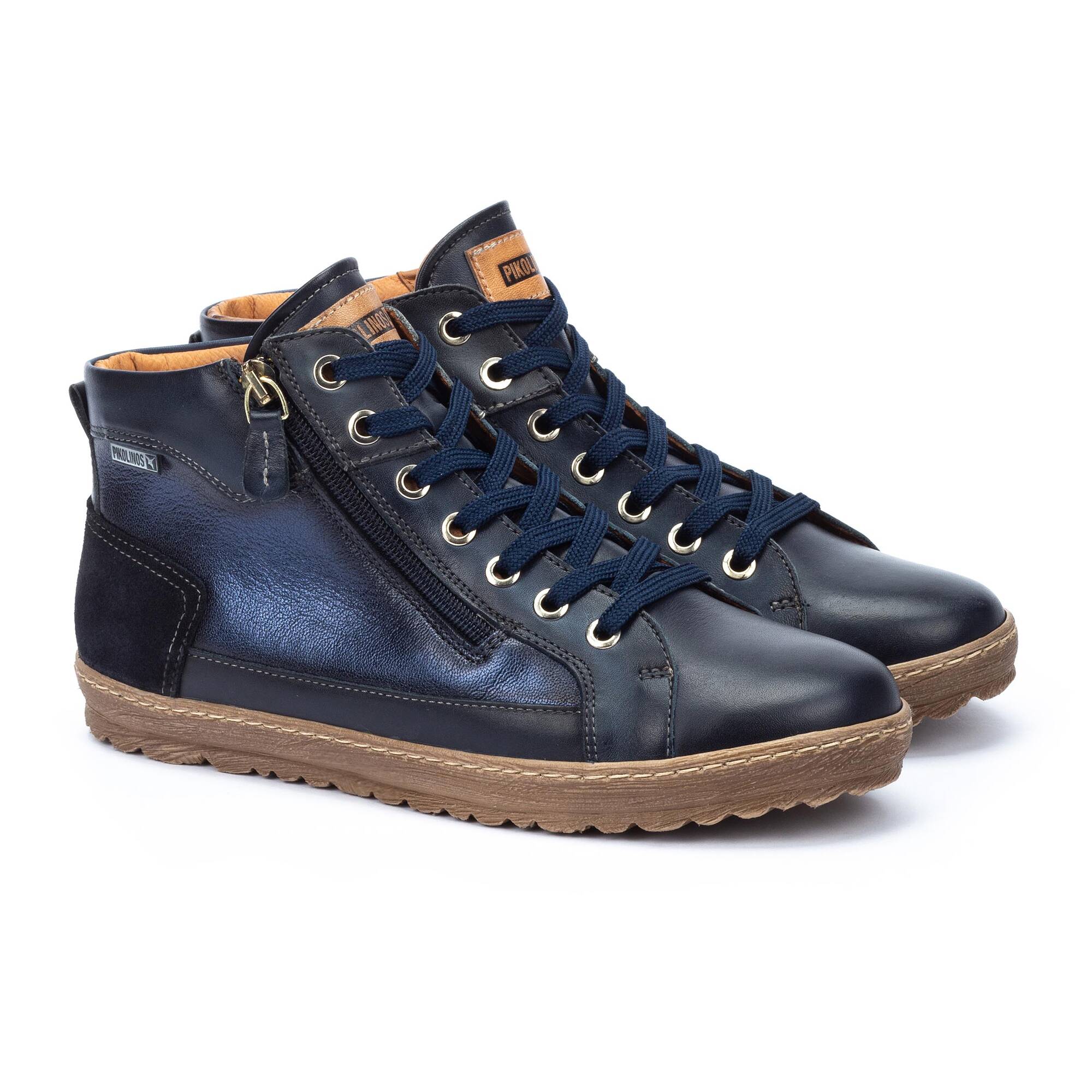 'Lagos' women's lace - zip sneaker boot - blue - Chaplinshoes'Lagos' women's lace - zip sneaker boot - bluePikolinos