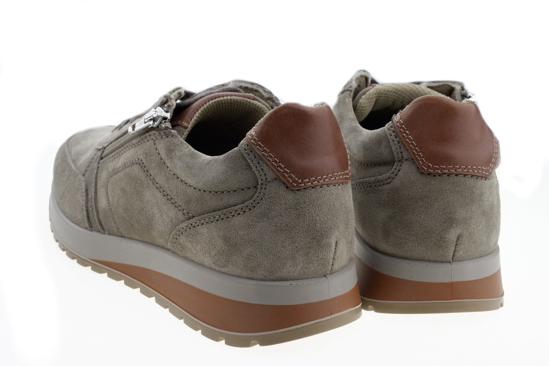 'Matteo' men's wide fit (H) lace - zip sneaker - Grey - Chaplinshoes'Matteo' men's wide fit (H) lace - zip sneaker - GreyAra