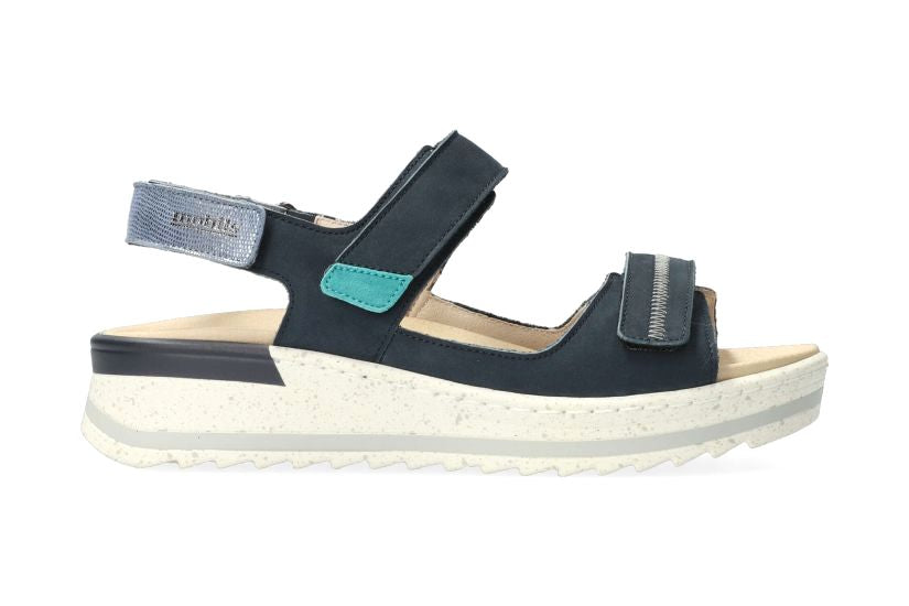 Sandale ergonomique coupe large (H) femme 'Elora' - bleue