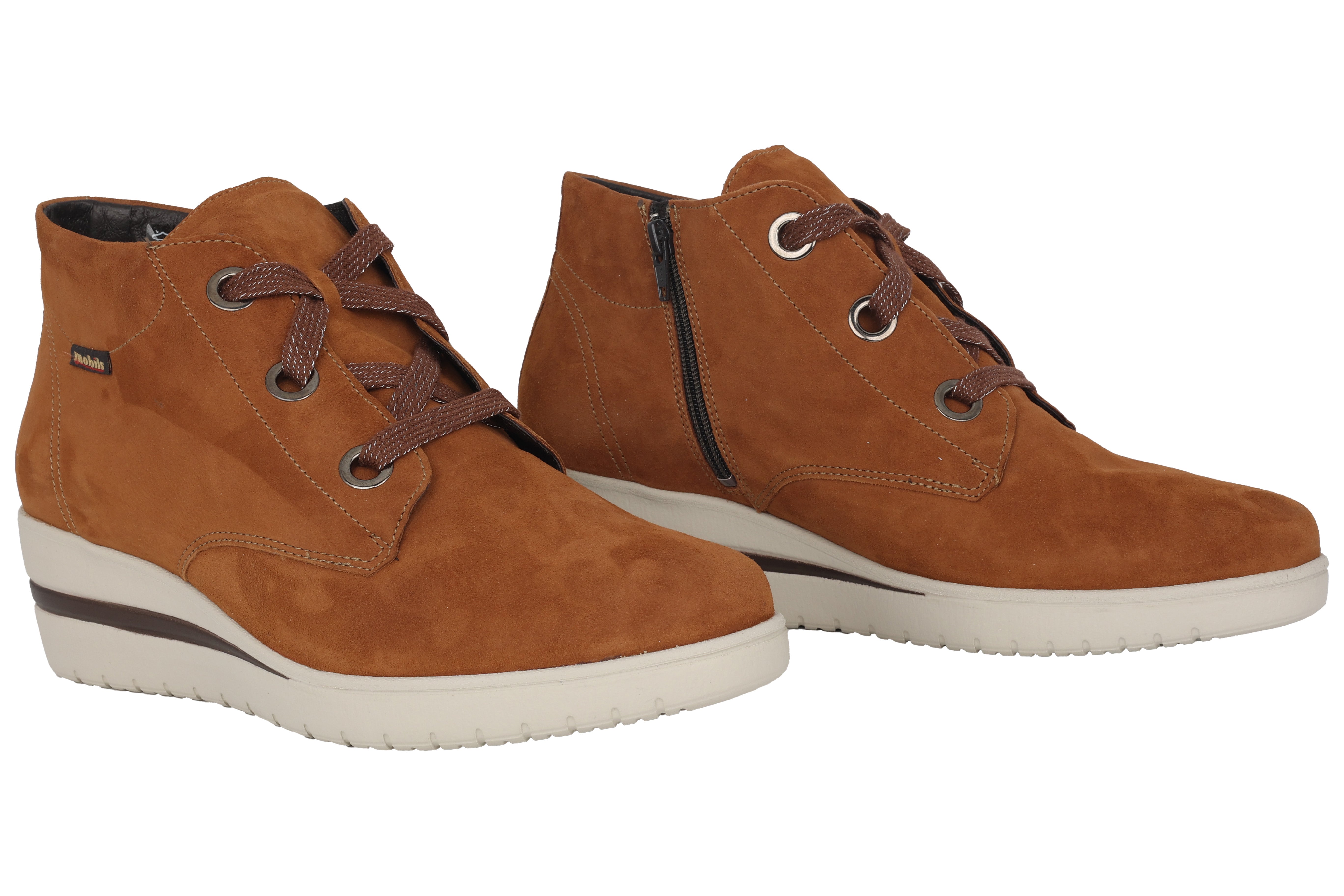 'Peryne' women's wide fit (H) wedge lace-up boot - Brown