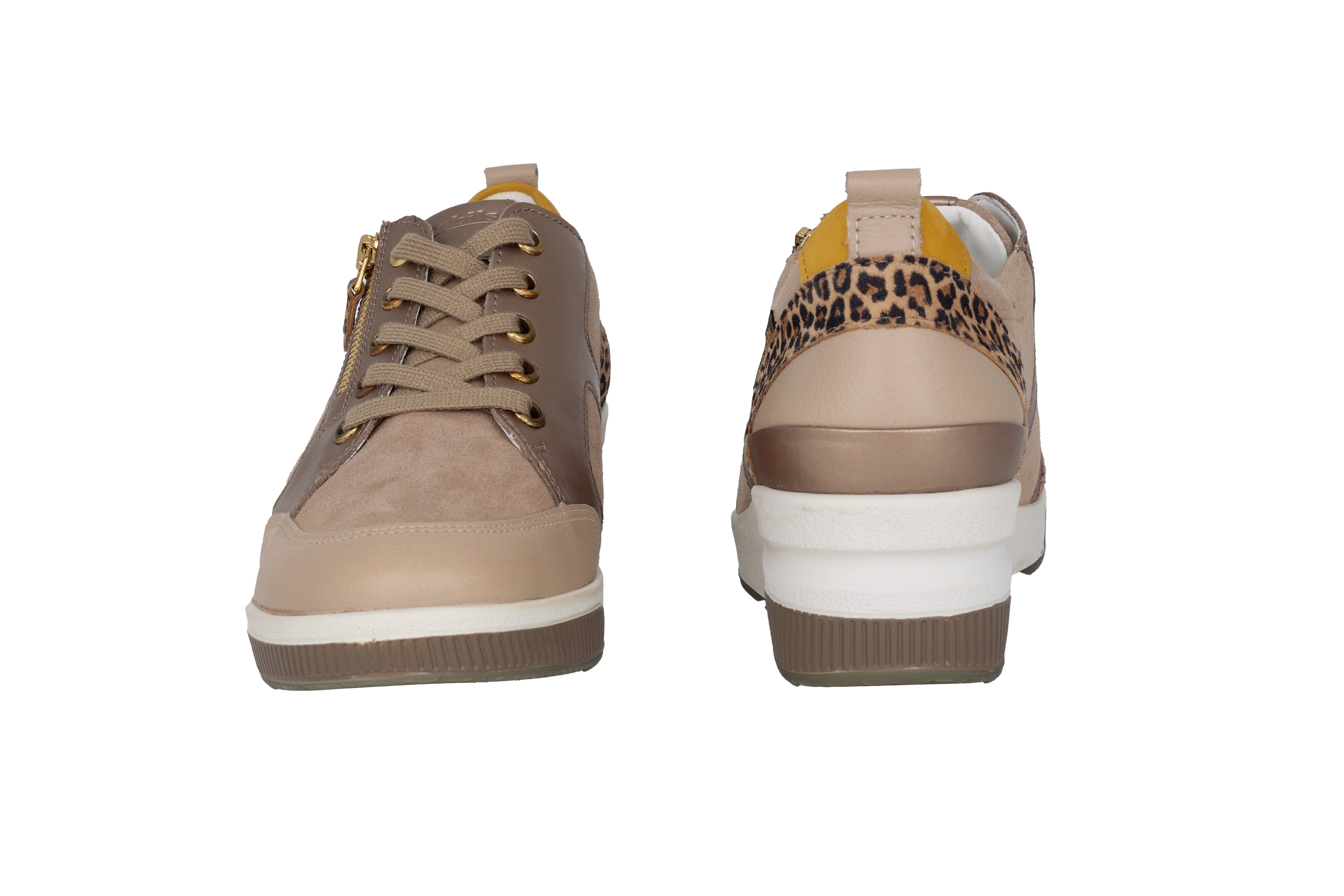 Sneaker de mujer Trudie' Wide Fit (H) con cordones y cremallera - Beige