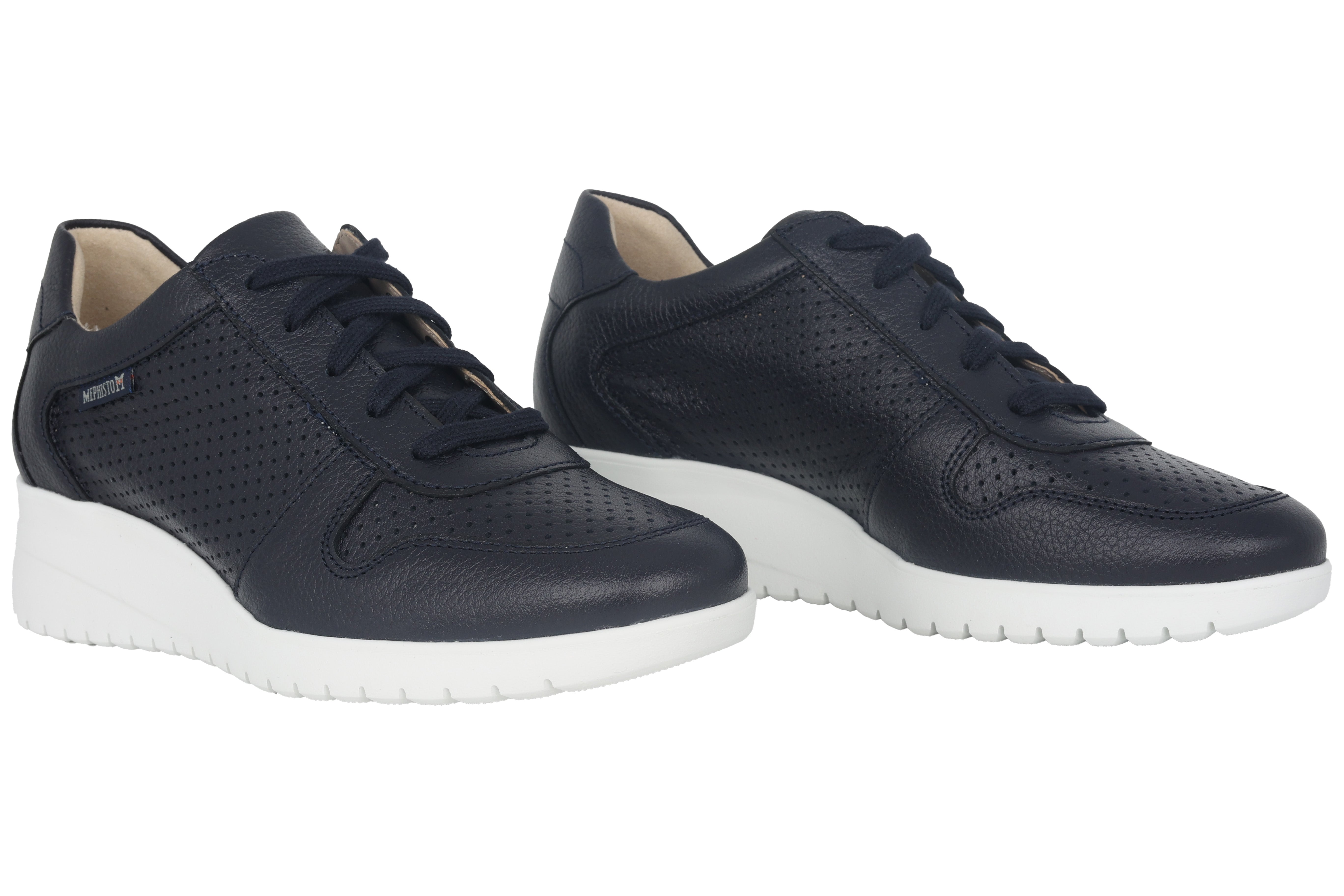 Scarpa stringata traforata con zeppa da donna 'Isa Perf' - blu