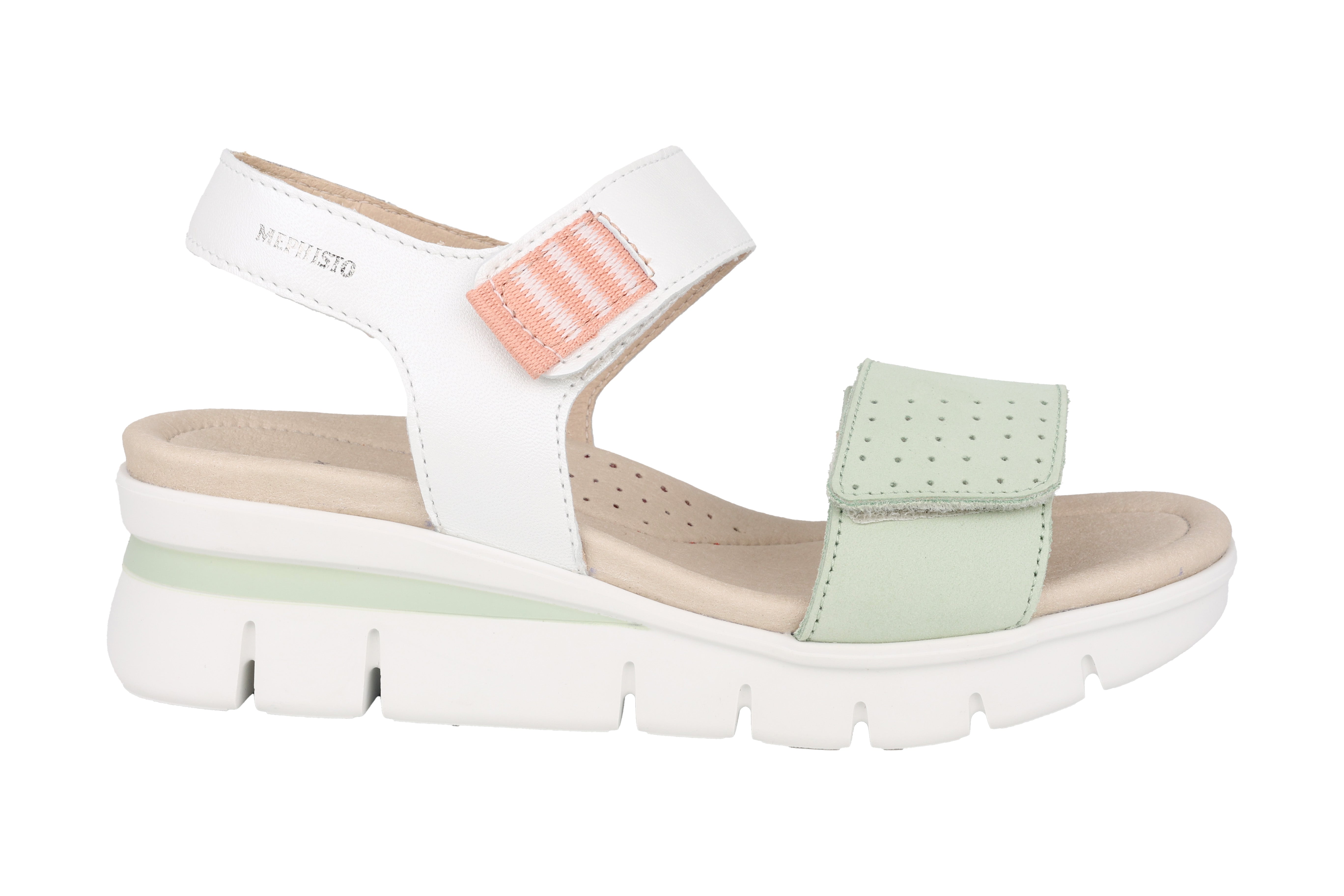 'Rosane' sandalia con tiras para mujer - mezcla verde blanco