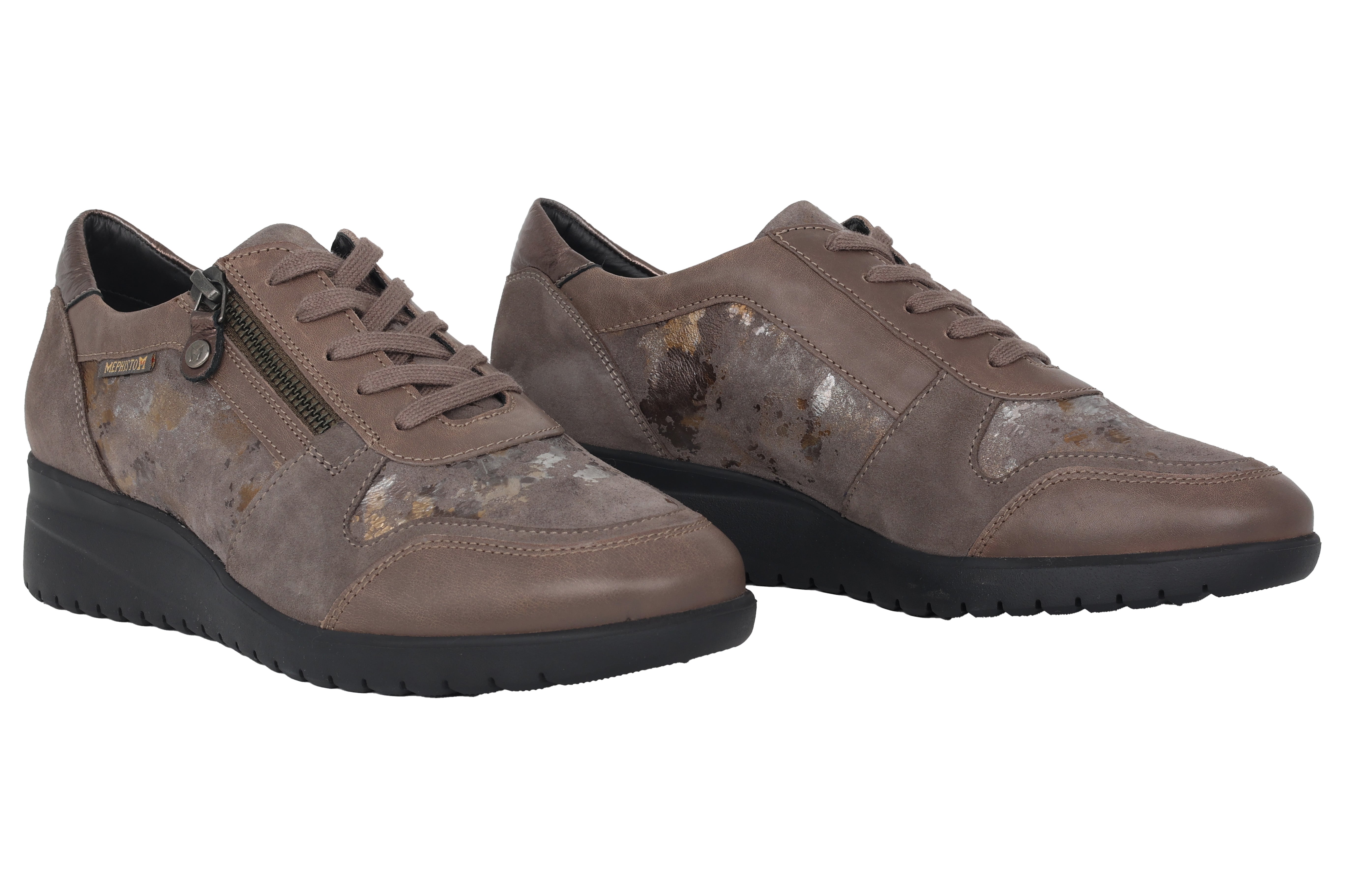 Chaussures ergonomiques à lacets et zip pour femme 'Iasmina' - Taupe