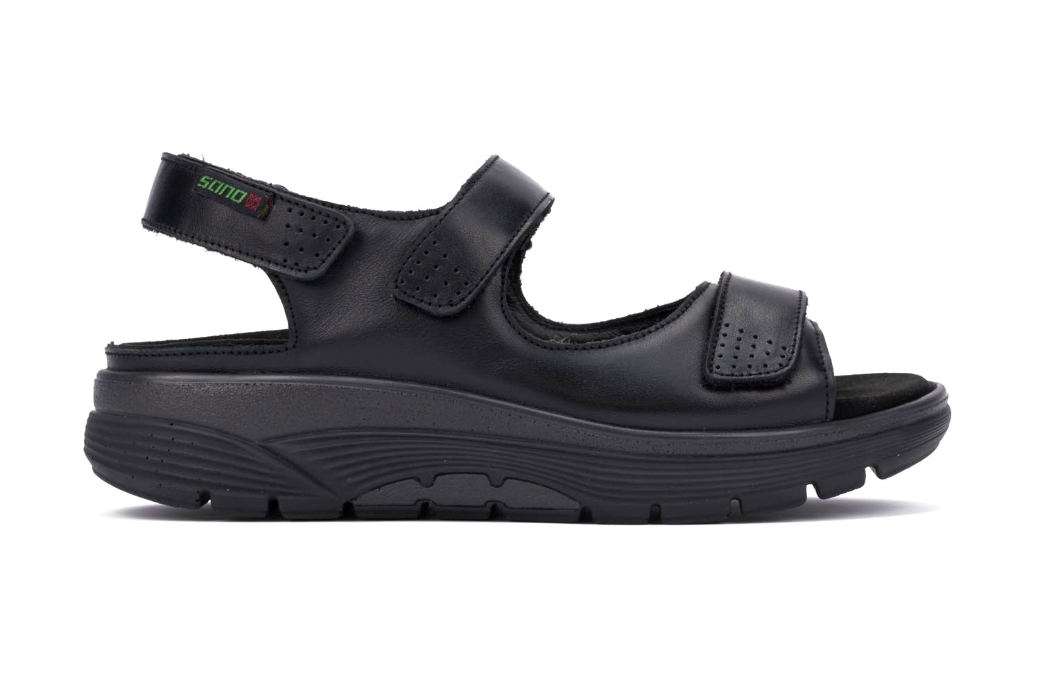 'Norine' sandal med rullende, bred pasform (H) til kvinder - sort - Chaplinshoes'Norine' damesandal med rullende bred pasform (H) - sortMephisto