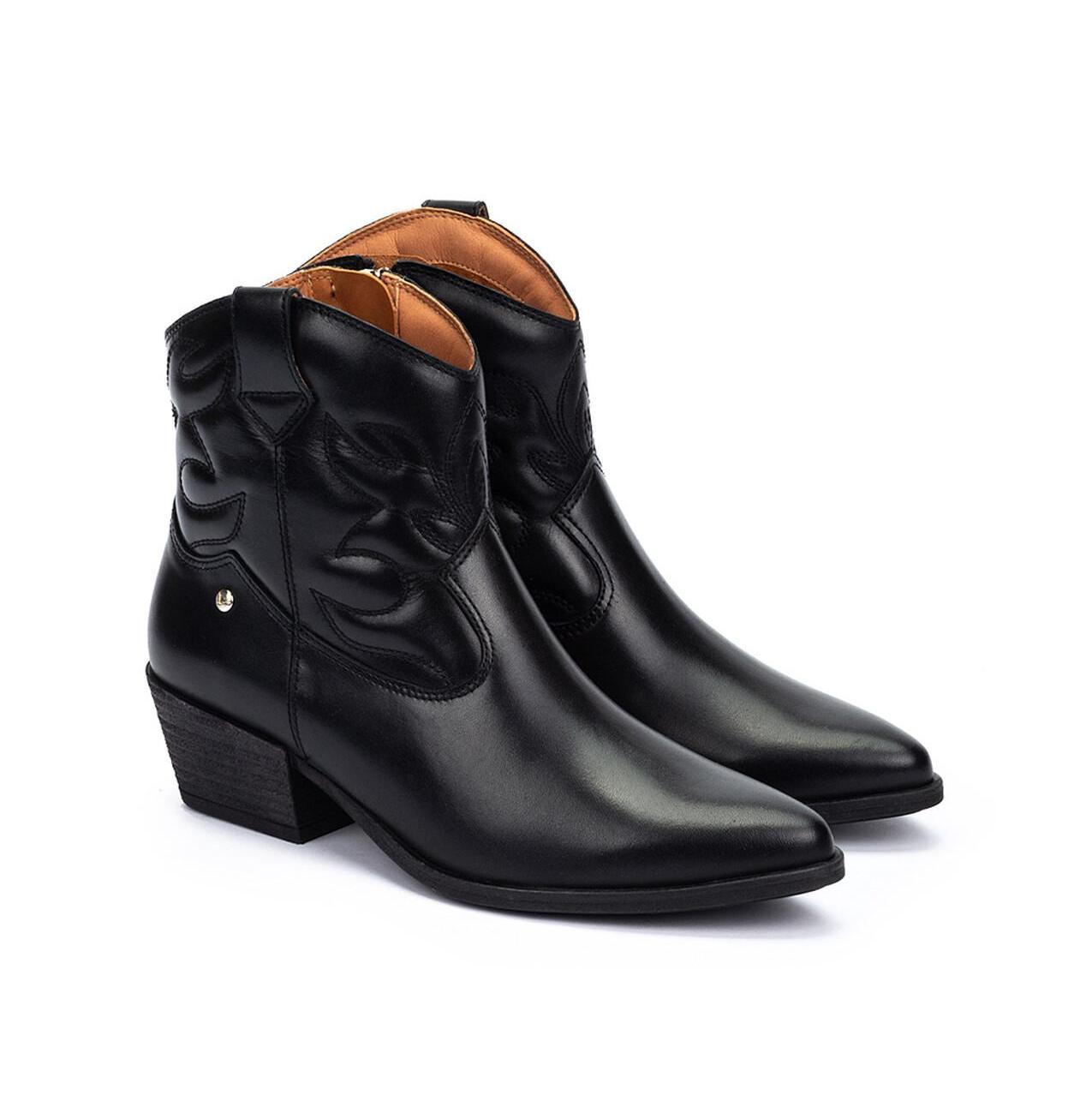 Damenstiefelette „Vergel“ im Cowboy-Stil – Schwarz