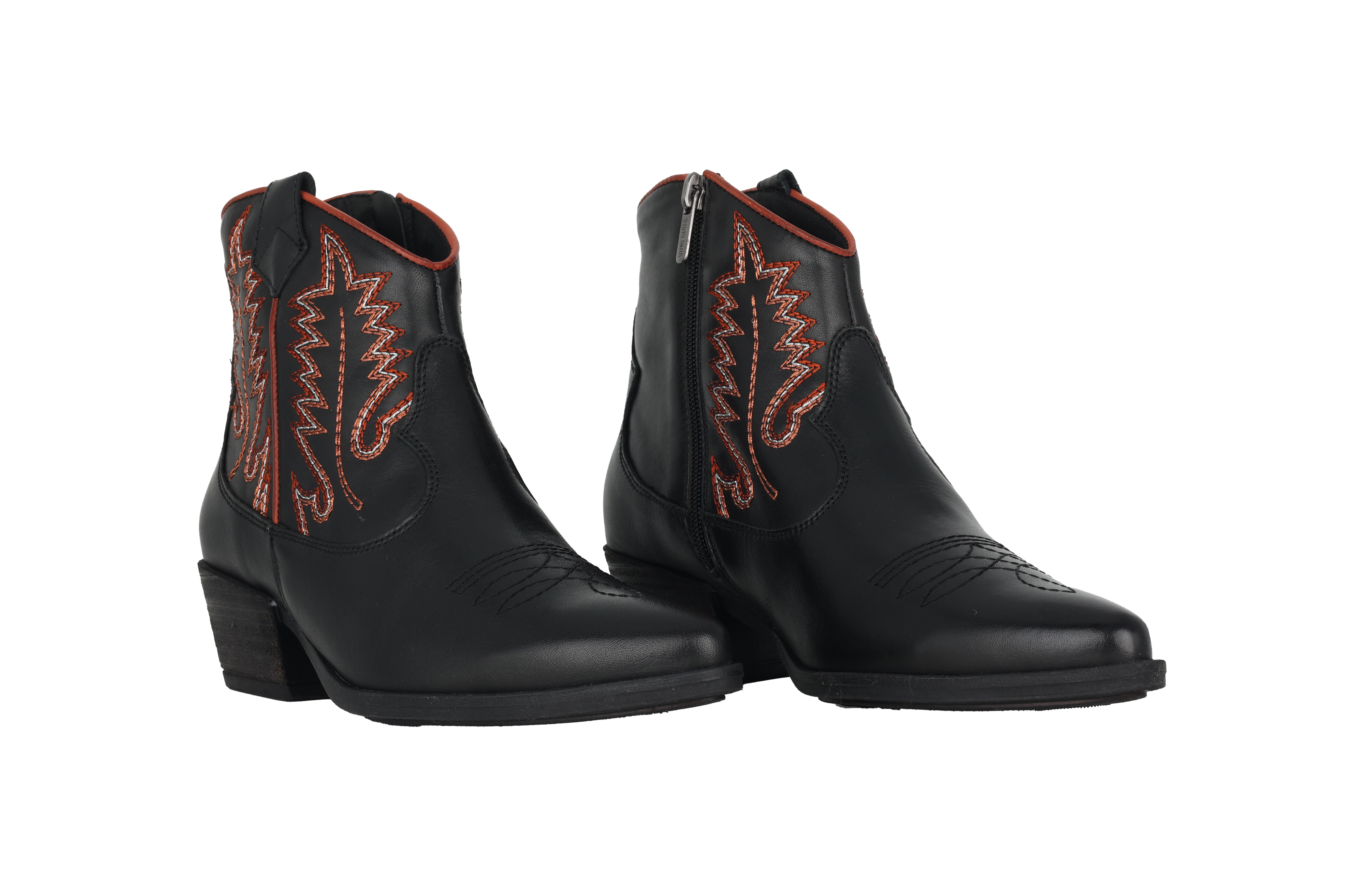 Damenstiefelette „Vergel“ im Cowboy-Stil – Schwarz