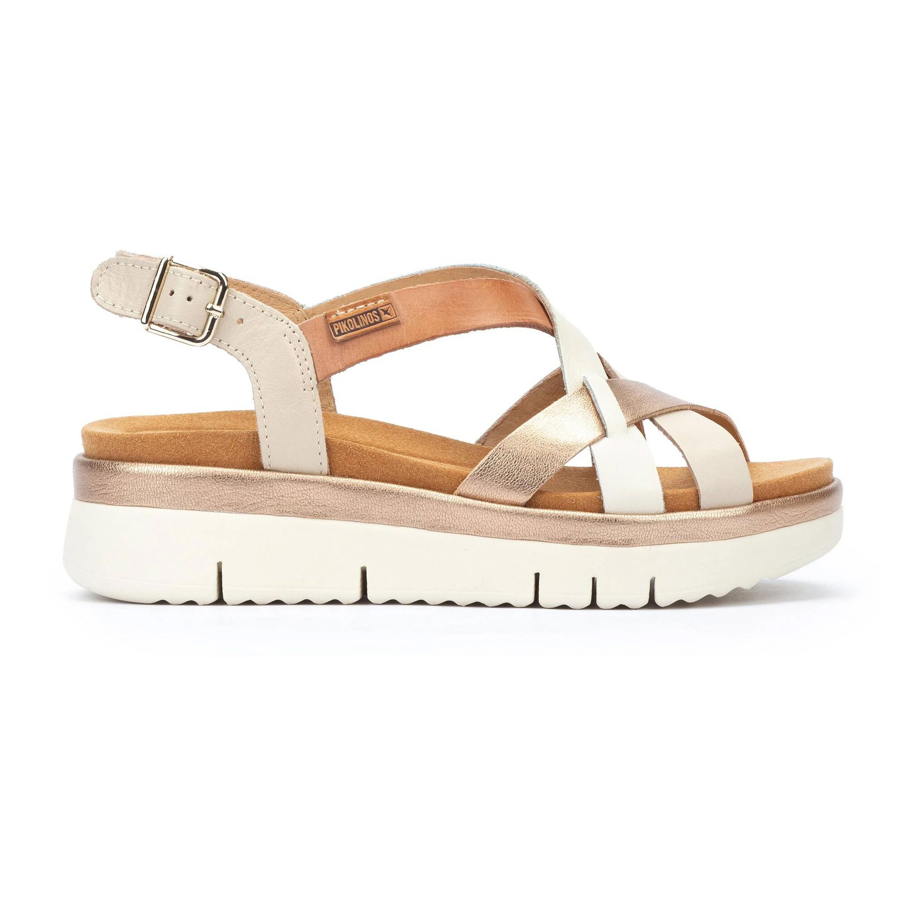 'Palma' women's sandal - White gold brown mix