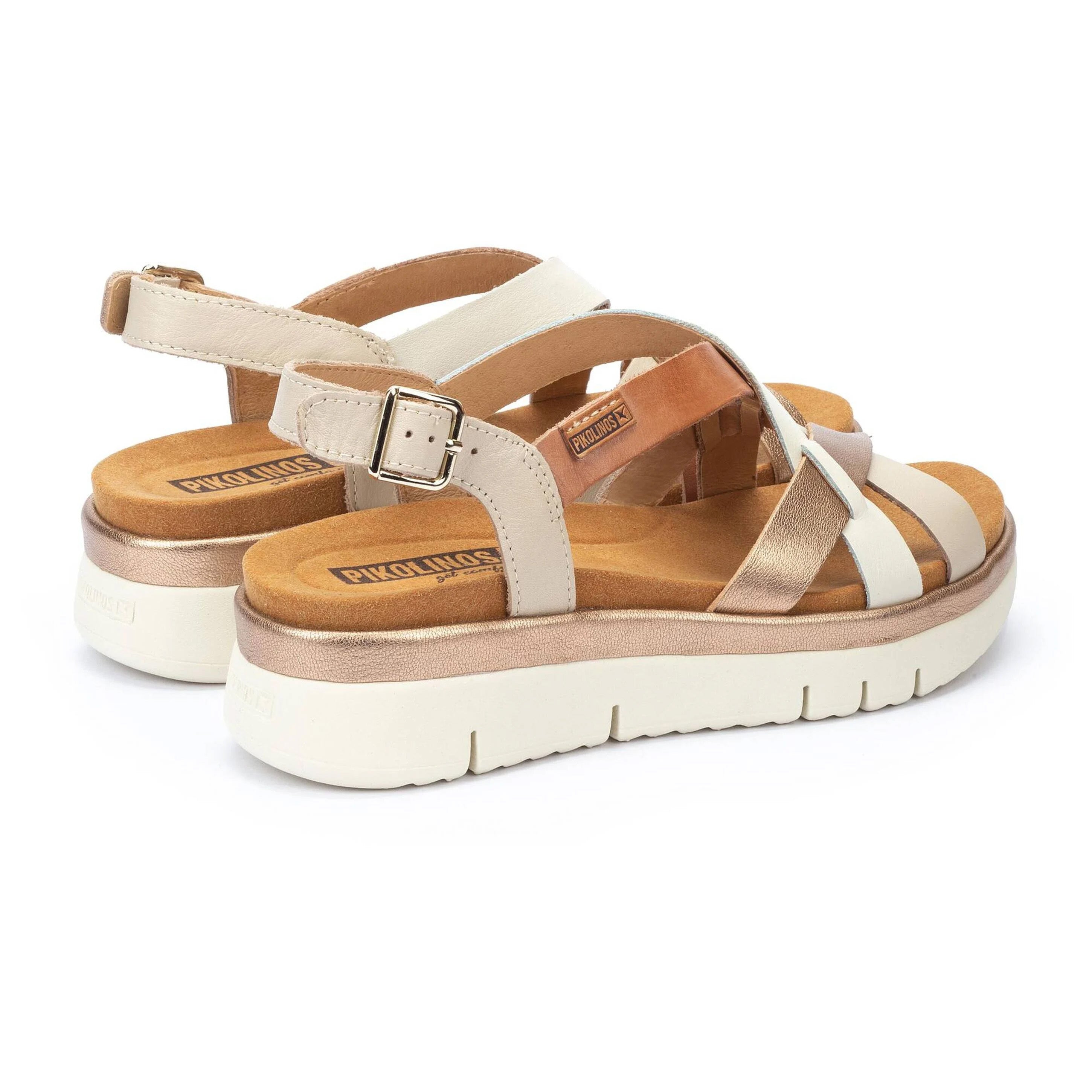 'Palma' women's sandal - White gold brown mix